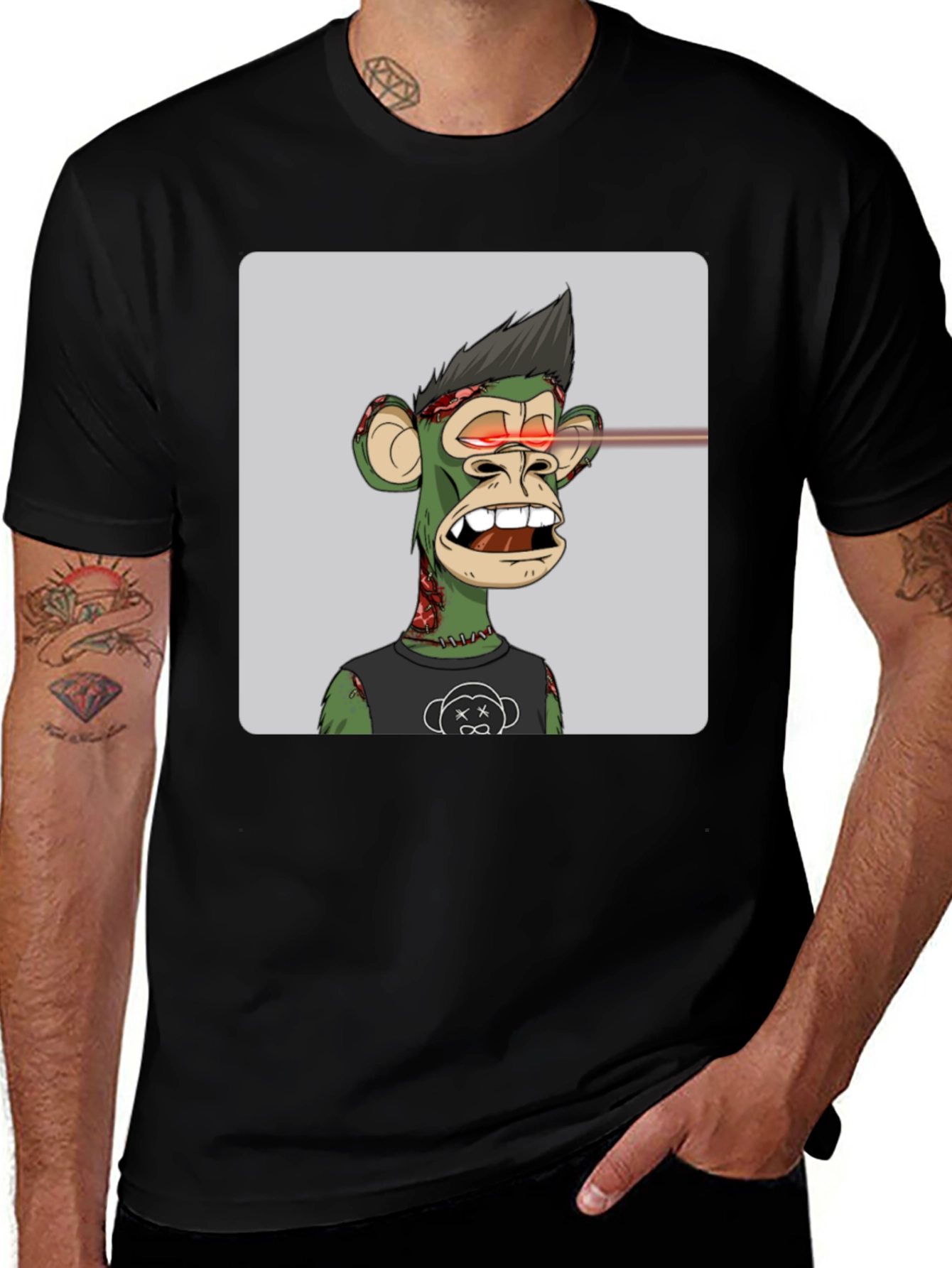 Variant 30 of Zombie Ape Laser Eyes T-Shirt - Black