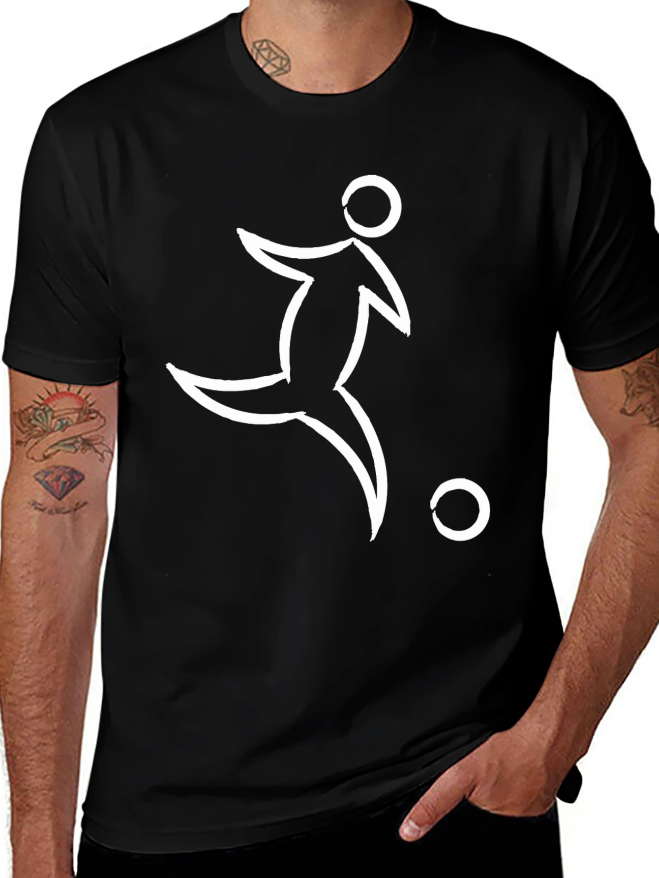 Variant 16 of Minimalist Soccer Player Black T-Shirt