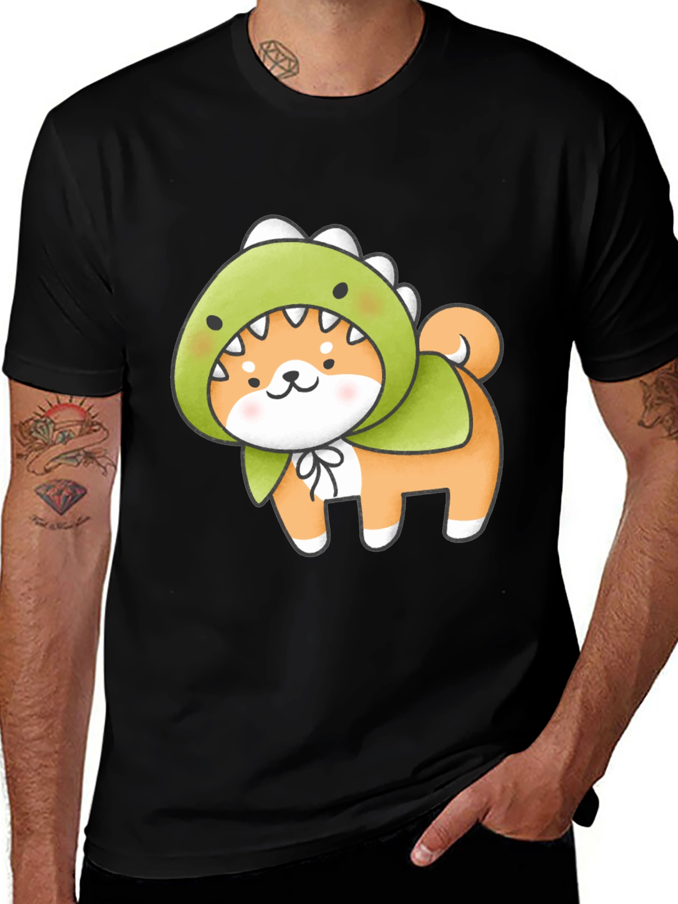 Variant 9 of Dino Dog T-Shirt - Kawaii Shiba Inu