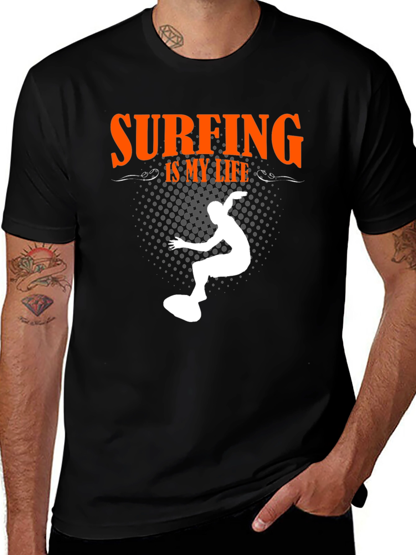Variant 14 of Surfing is My Life Graphic Tee - Black Cotton T-Shirt