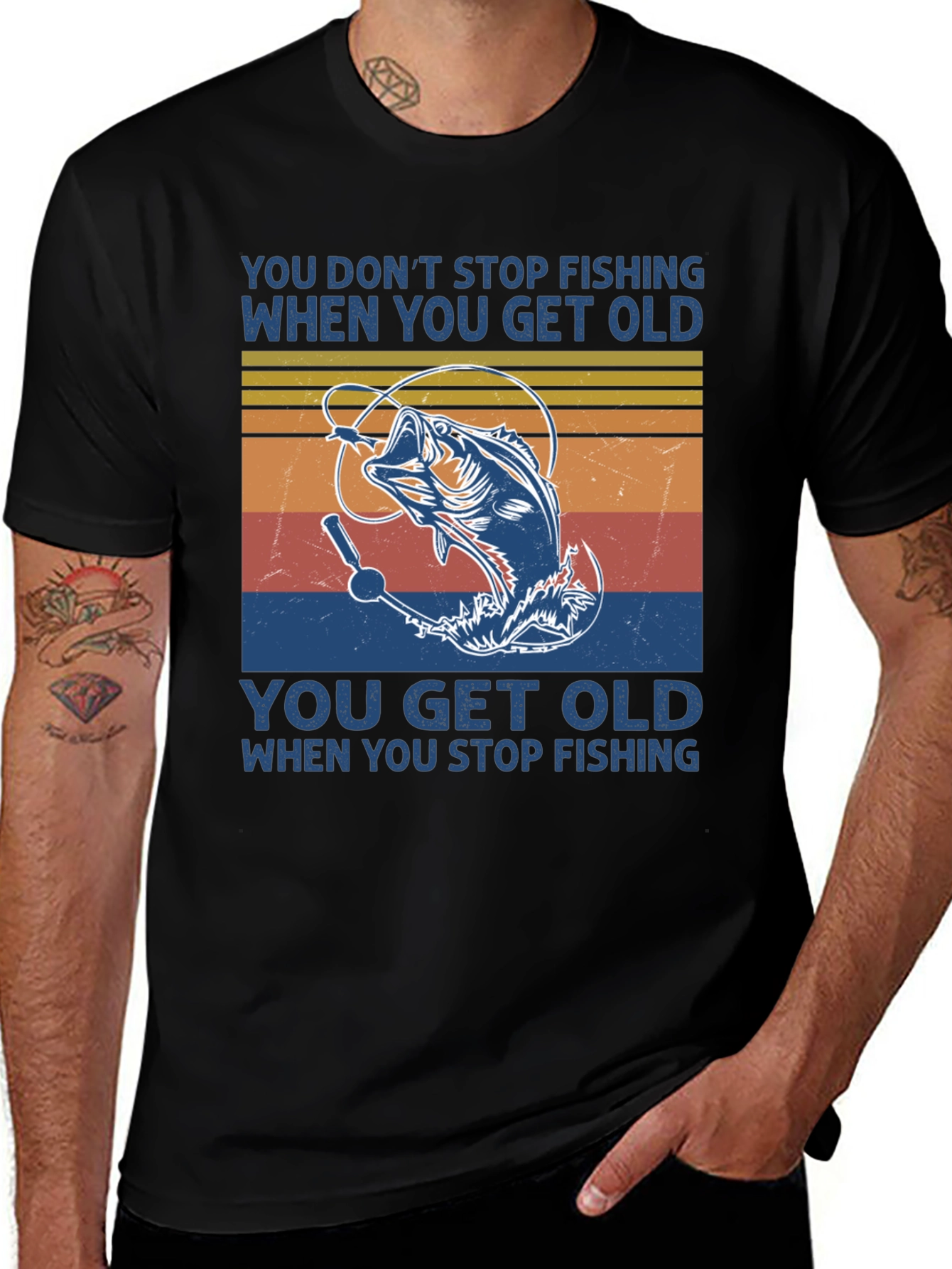 Variant 28 of Fishing T-Shirt: Don't Stop Fishing When You Get Old