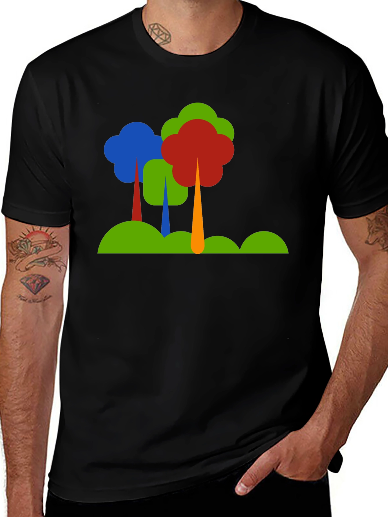 Black Abstract Tree Graphic Black T-Shirt main image