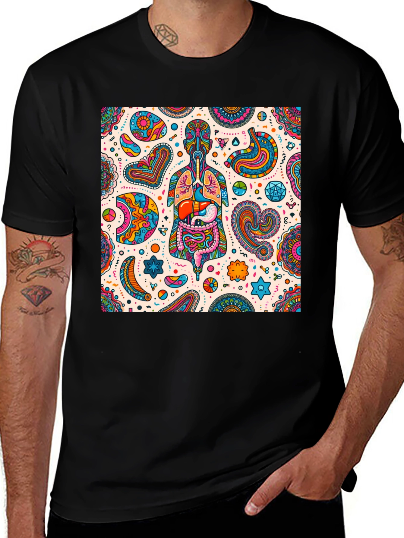 Variant 23 of Psychedelic Anatomy T-Shirt - Unique Organs Design
