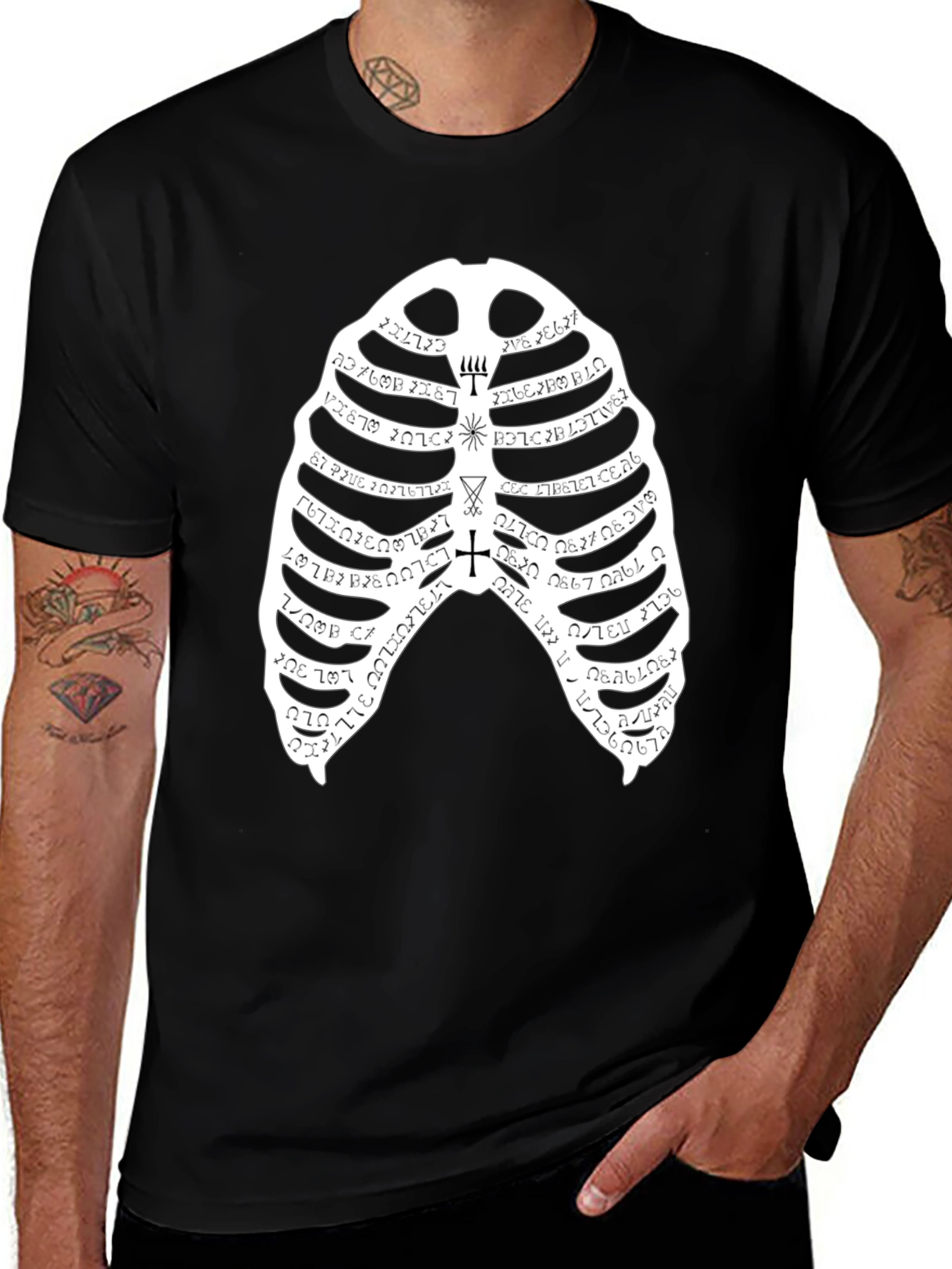 Variant 18 of Occult Ribcage Graphic T-Shirt - Black