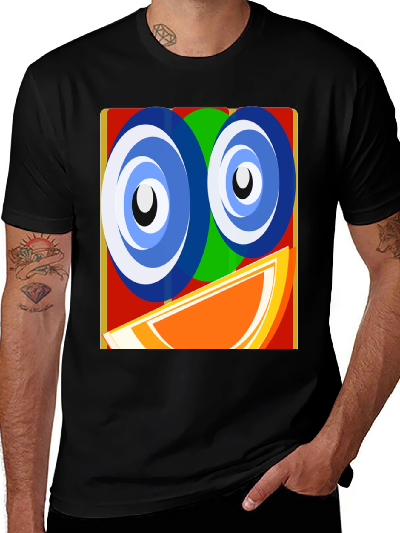 Funky Face Graphic Black T-Shirt