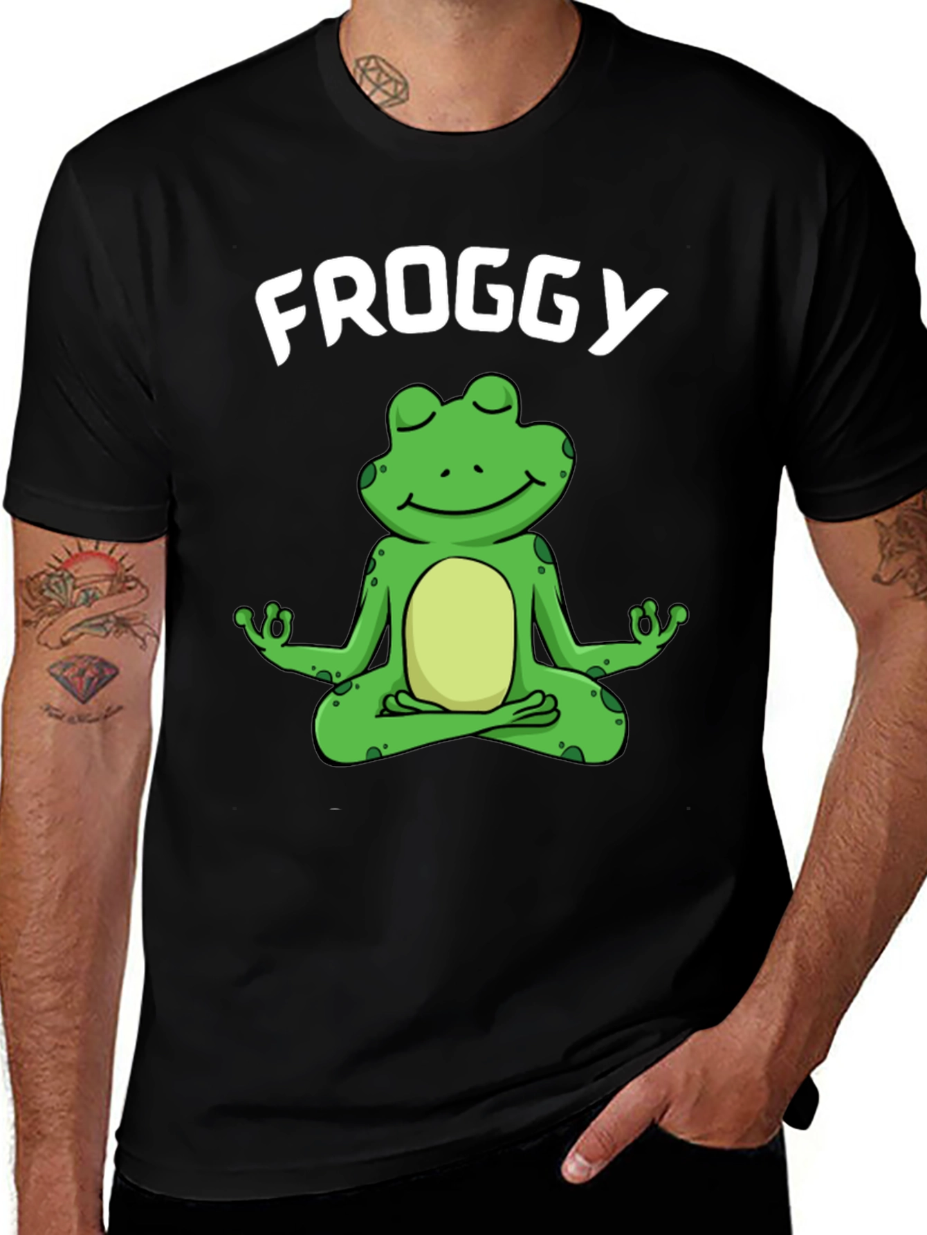 Variant 2 of Froggy Meditation T-Shirt - Relaxed Fit, Black