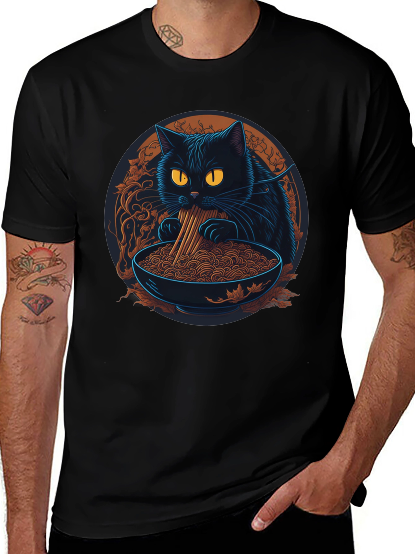 Variant 4 of Cat Ramen T-Shirt - Cute Graphic Tee for Foodies