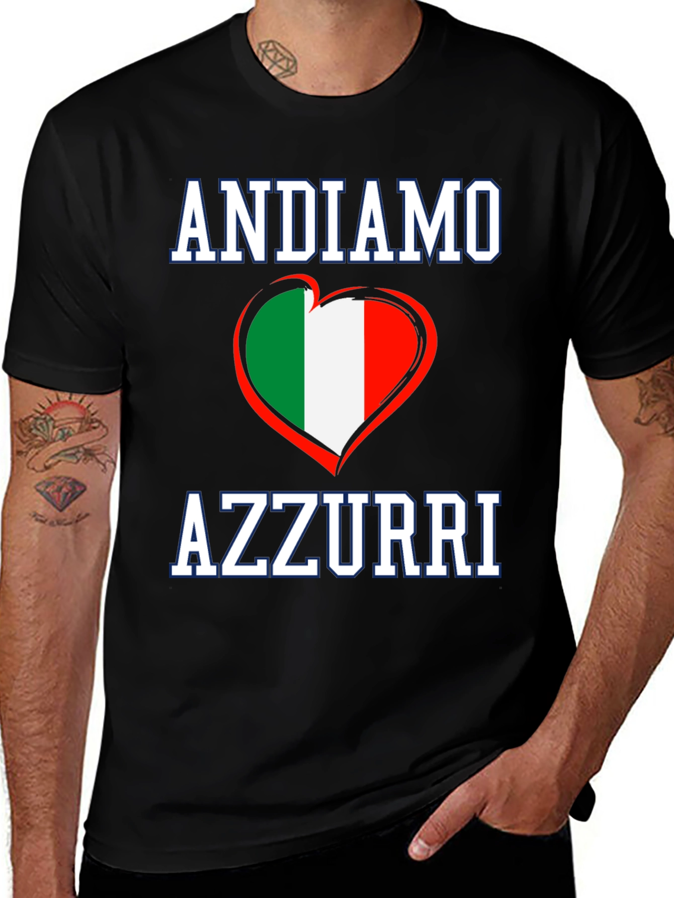 Andiamo Azzurri Italy Flag Heart T-Shirt