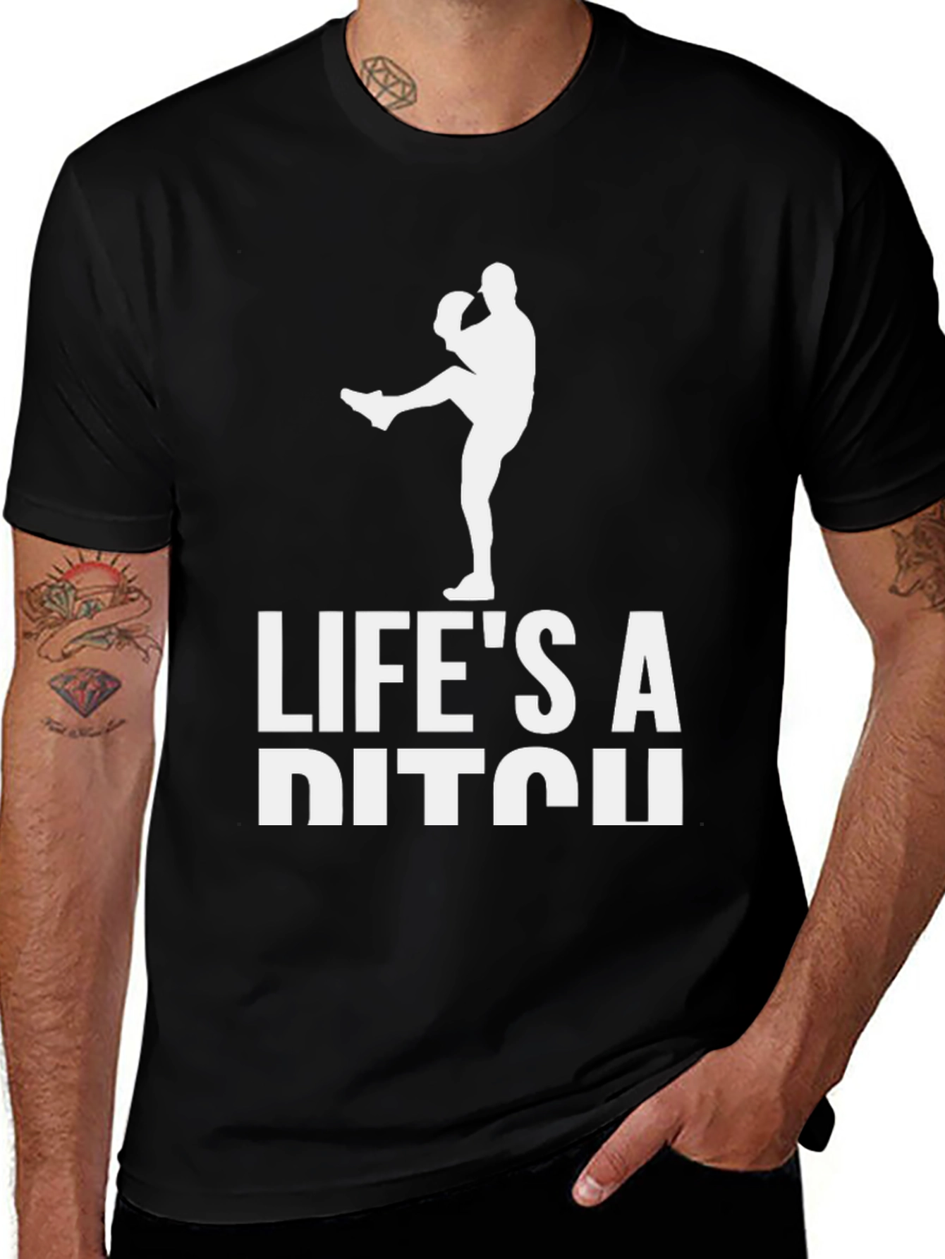 Variant 18 of Life's a Pitch Baseball T-Shirt