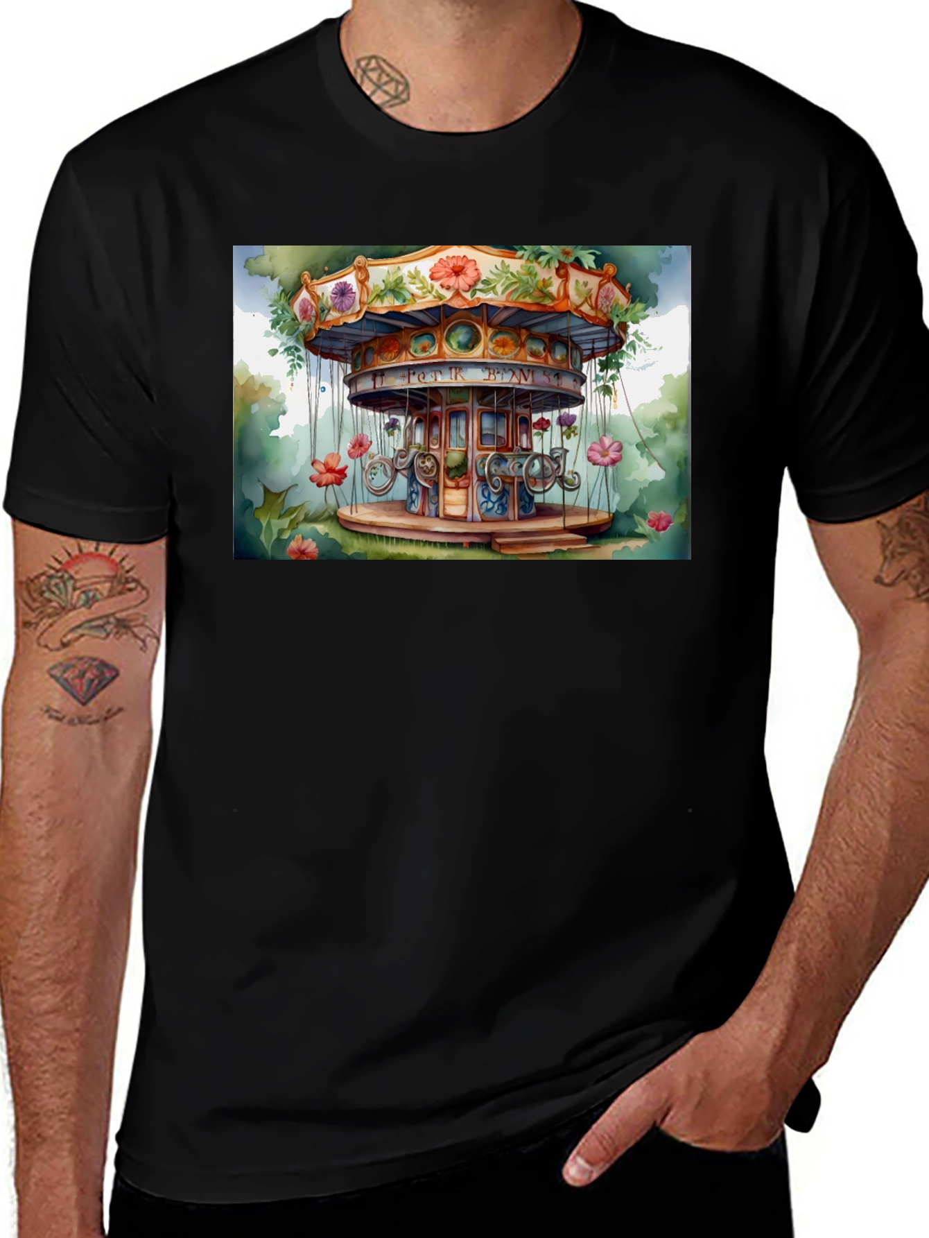 Carousel Watercolor Graphic T-Shirt
