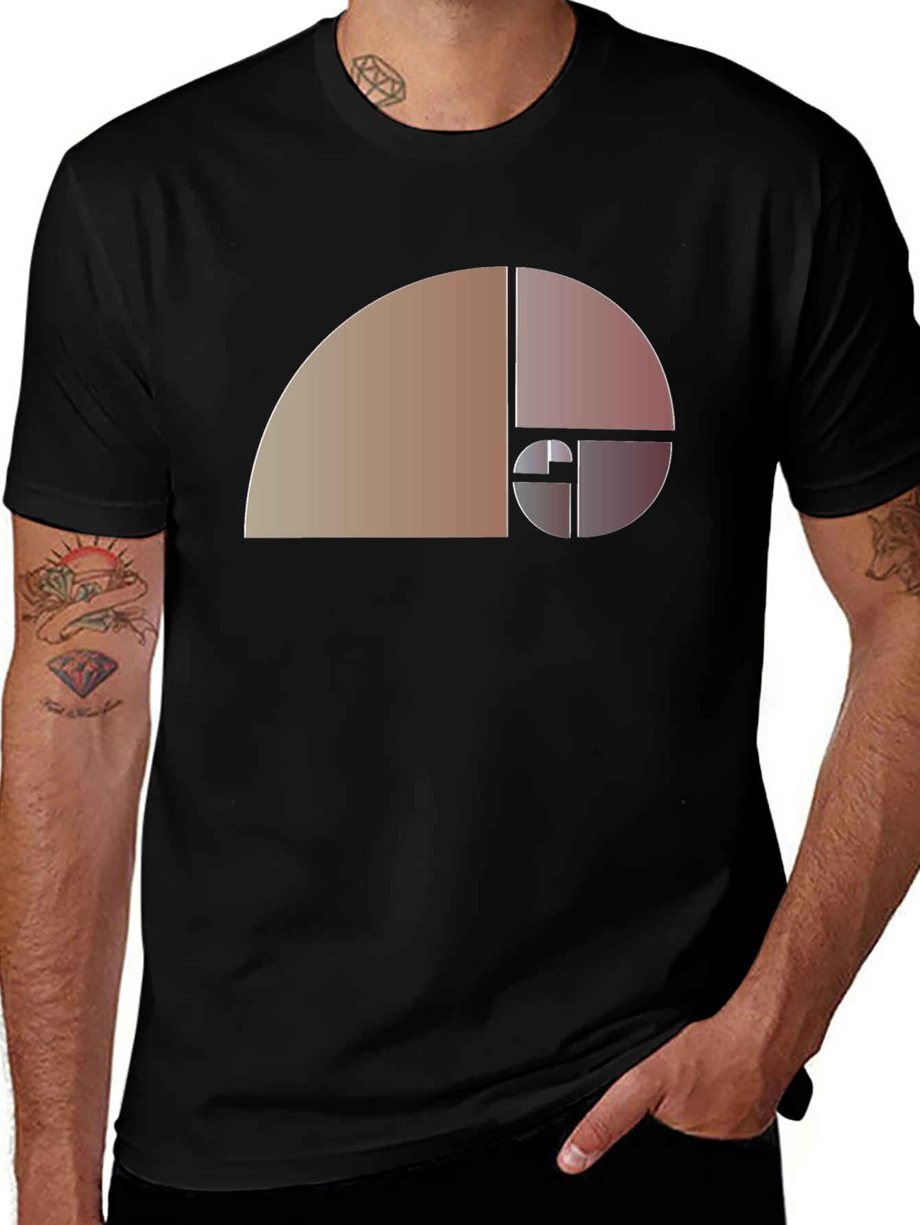 Variant 30 of Fibonacci Sequence Graphic Tee - Black