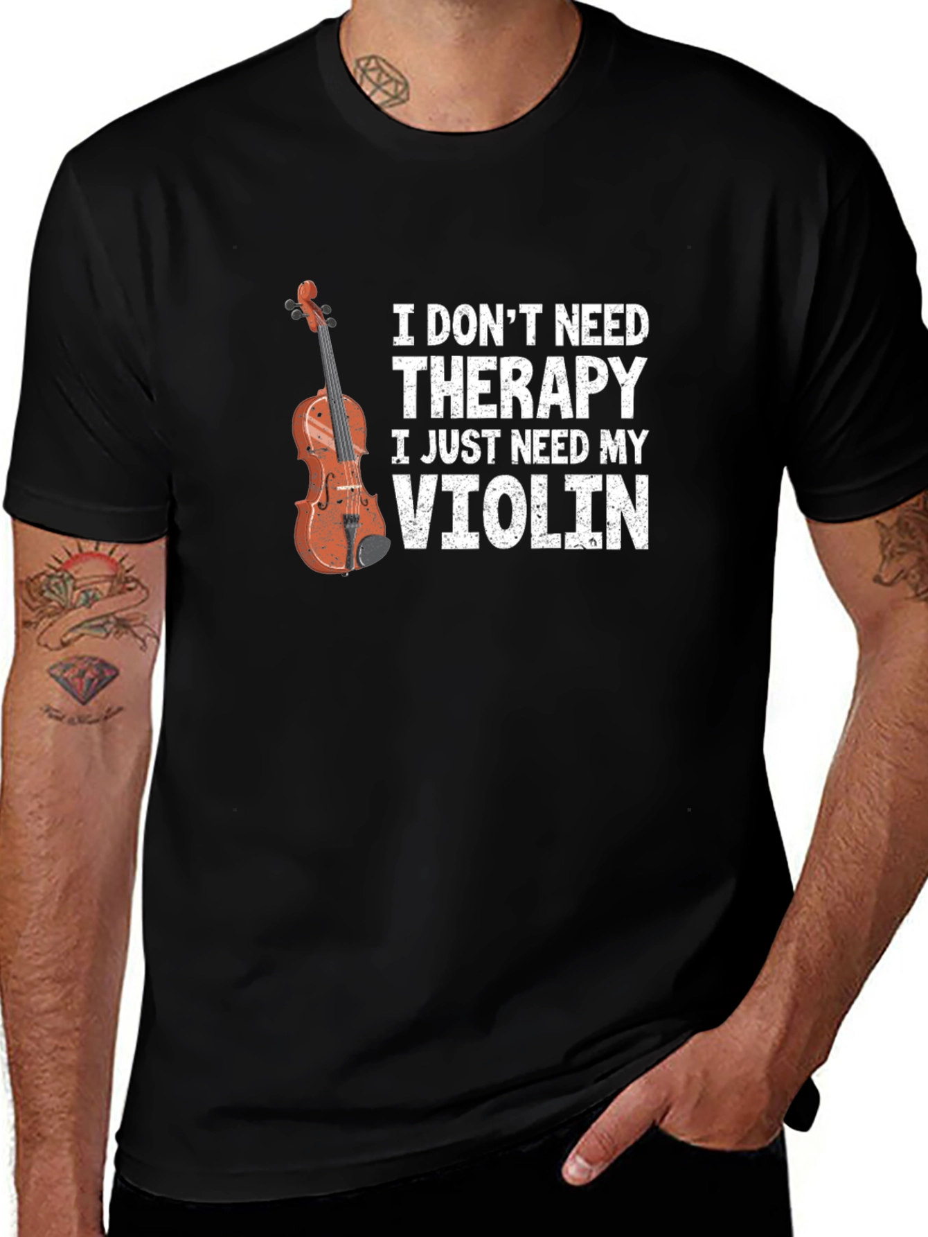 Variant 12 of I Don't Need Therapy Violin Graphic T-Shirt