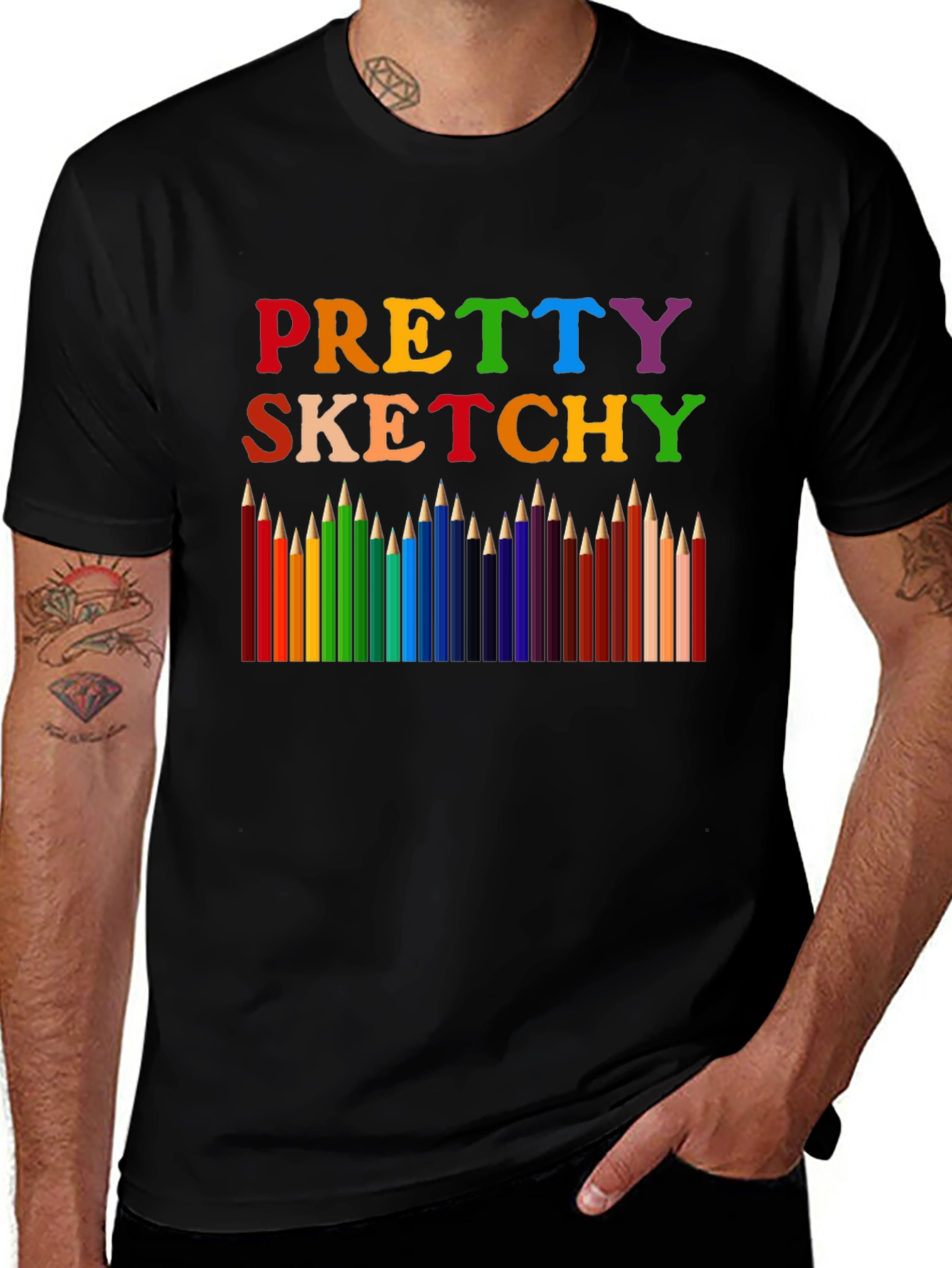 Variant 12 of Pretty Sketchy Graphic T-Shirt - Unisex Black Tee