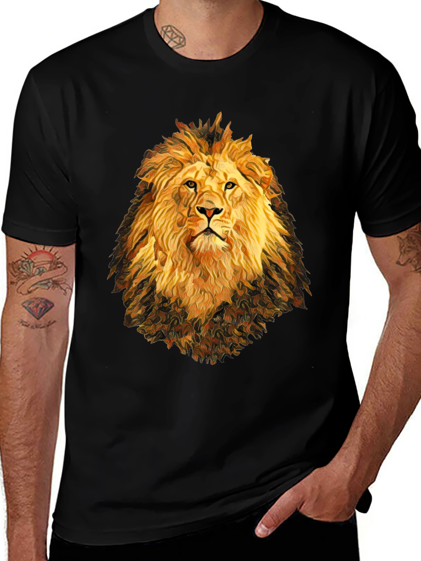 Variant 25 of Lion Graphic Print Black T-Shirt