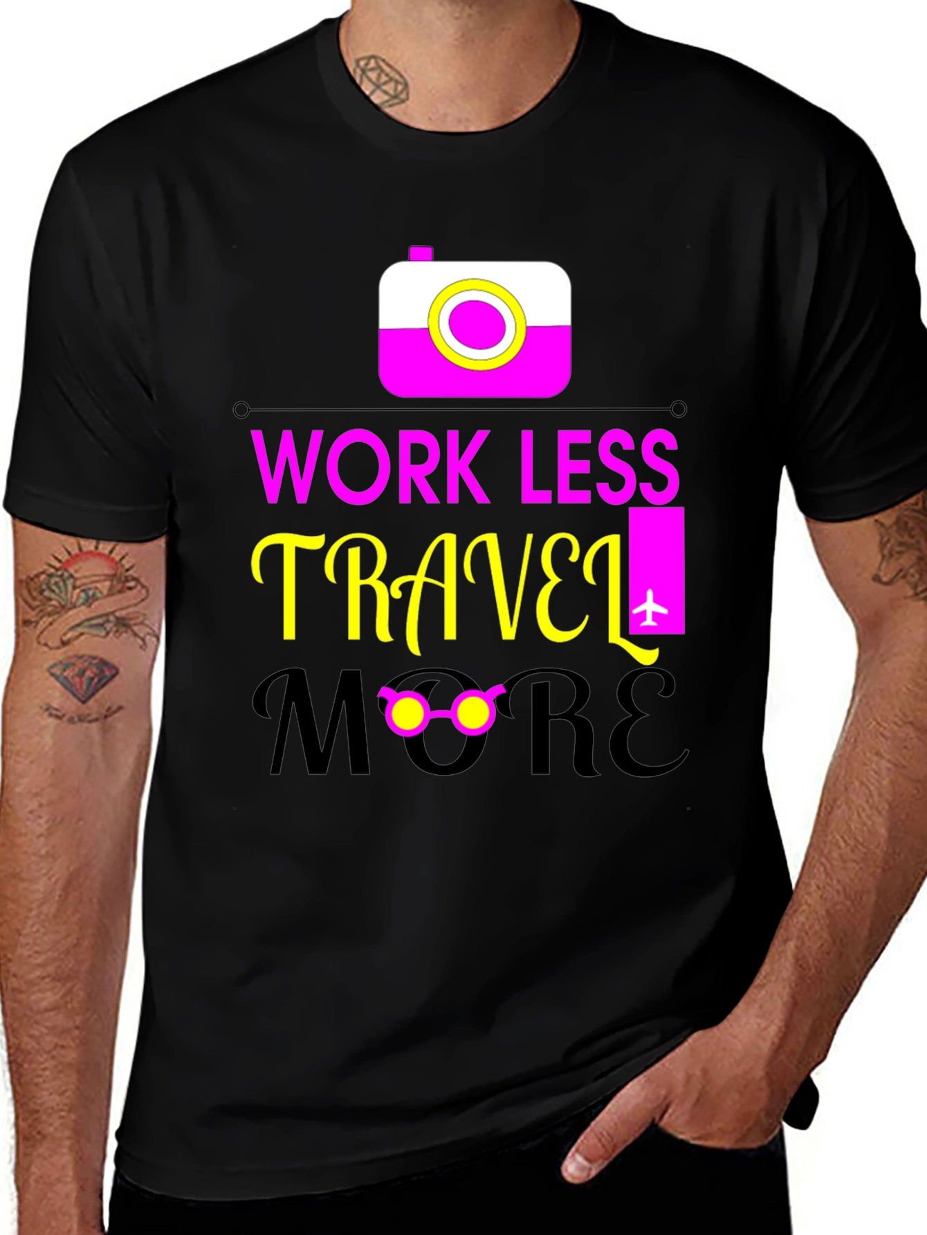 Variant 7 of Work Less Travel More Graphic Tee