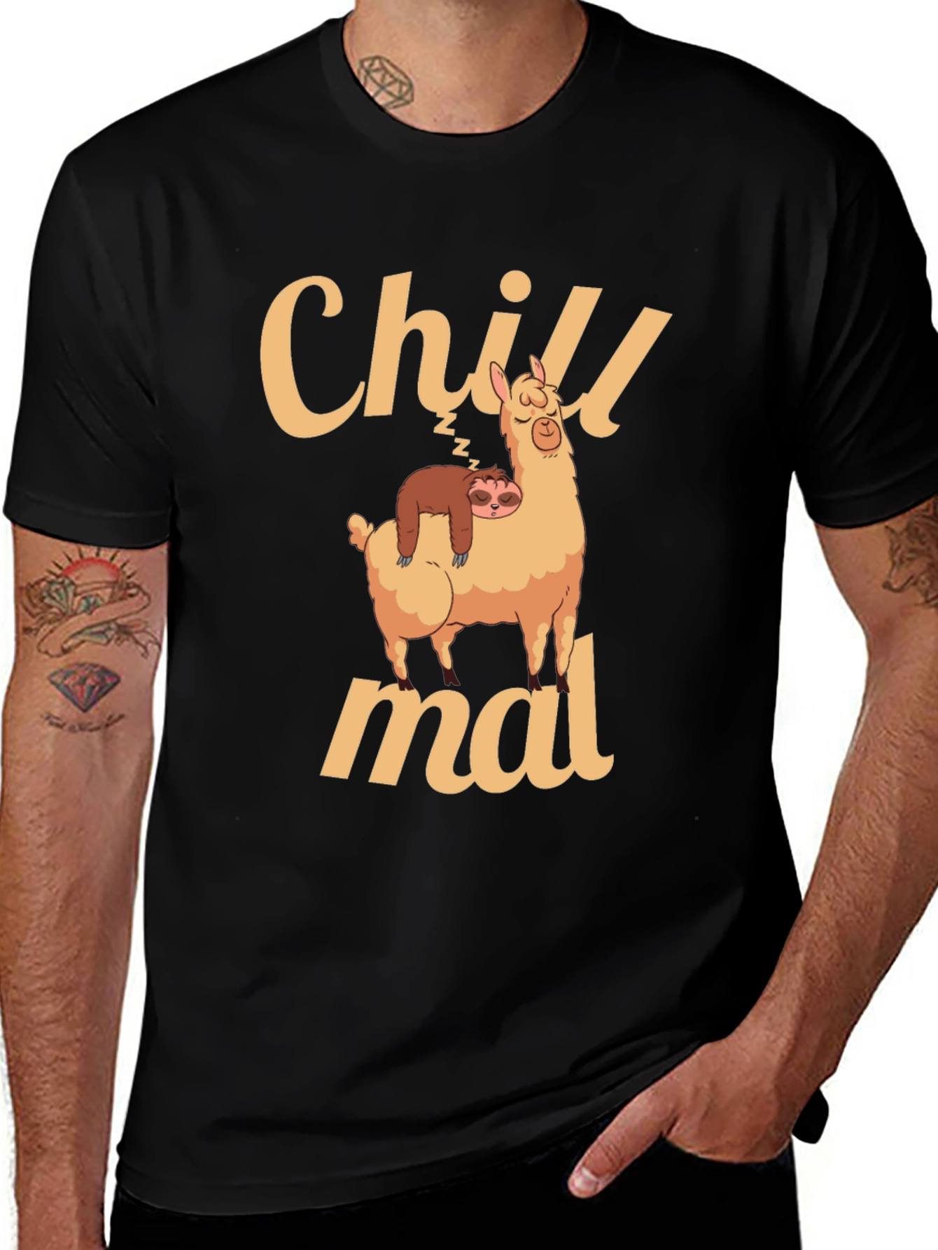 Variant 7 of Chill Llama T-Shirt - Relaxed Sloth Design