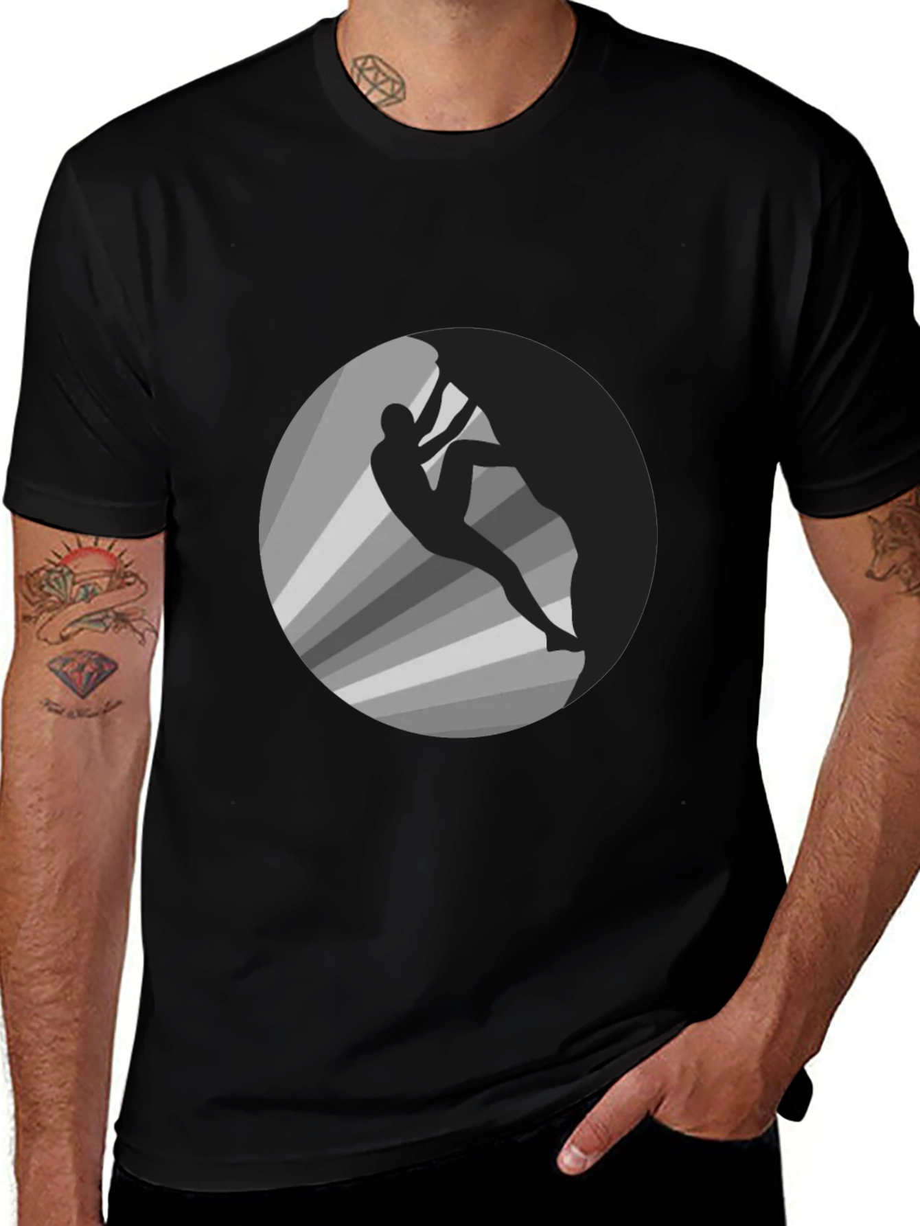 Variant 7 of Climber Graphic Tee - Men's Black Cotton T-Shirt