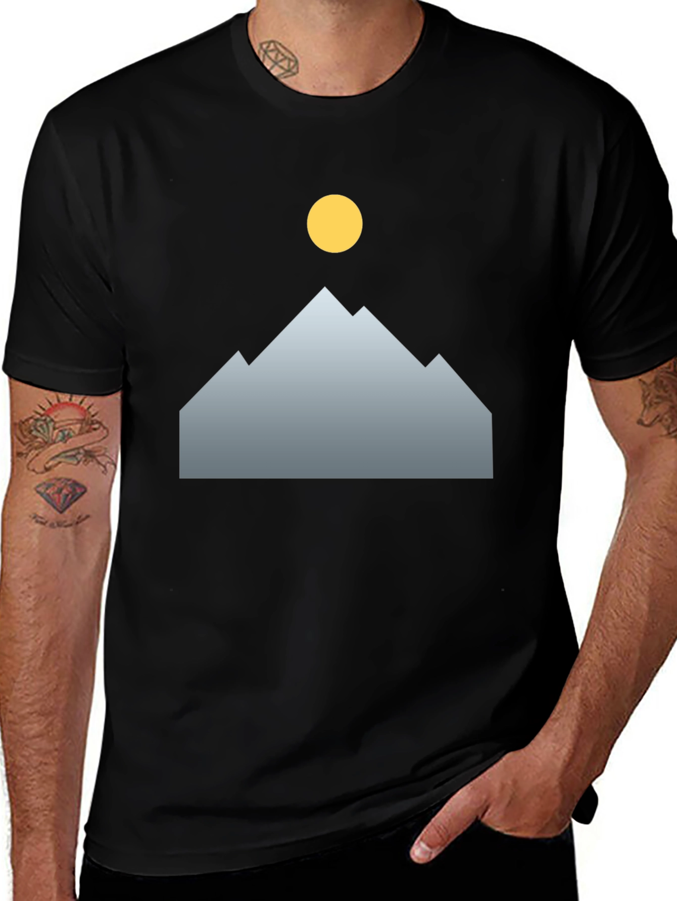 Variant 17 of Mountainscape Graphic Print Tee - Black
