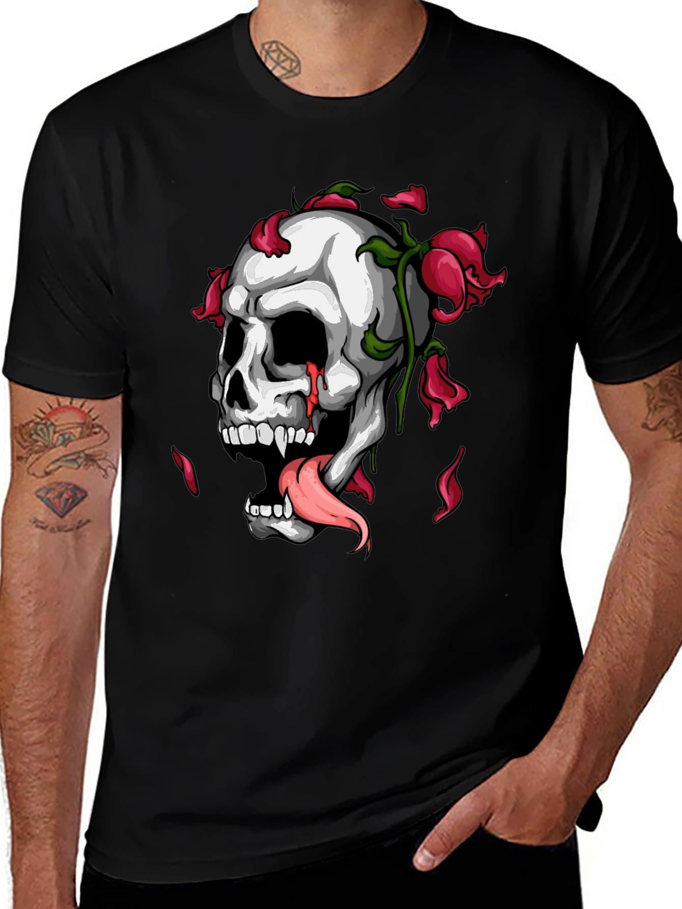 Variant 6 of Skull & Roses Graphic T-Shirt