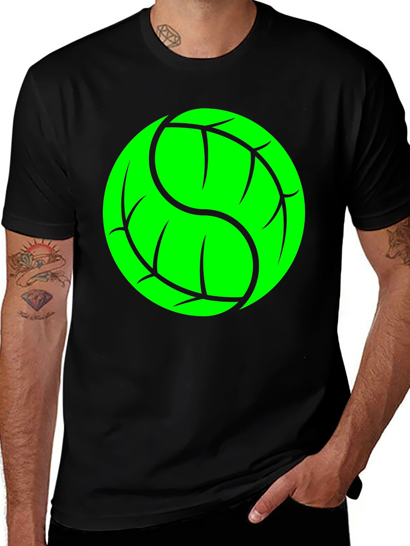 Variant 7 of Green Turtle Shell Graphic Tee - Black Cotton Blend Shirt