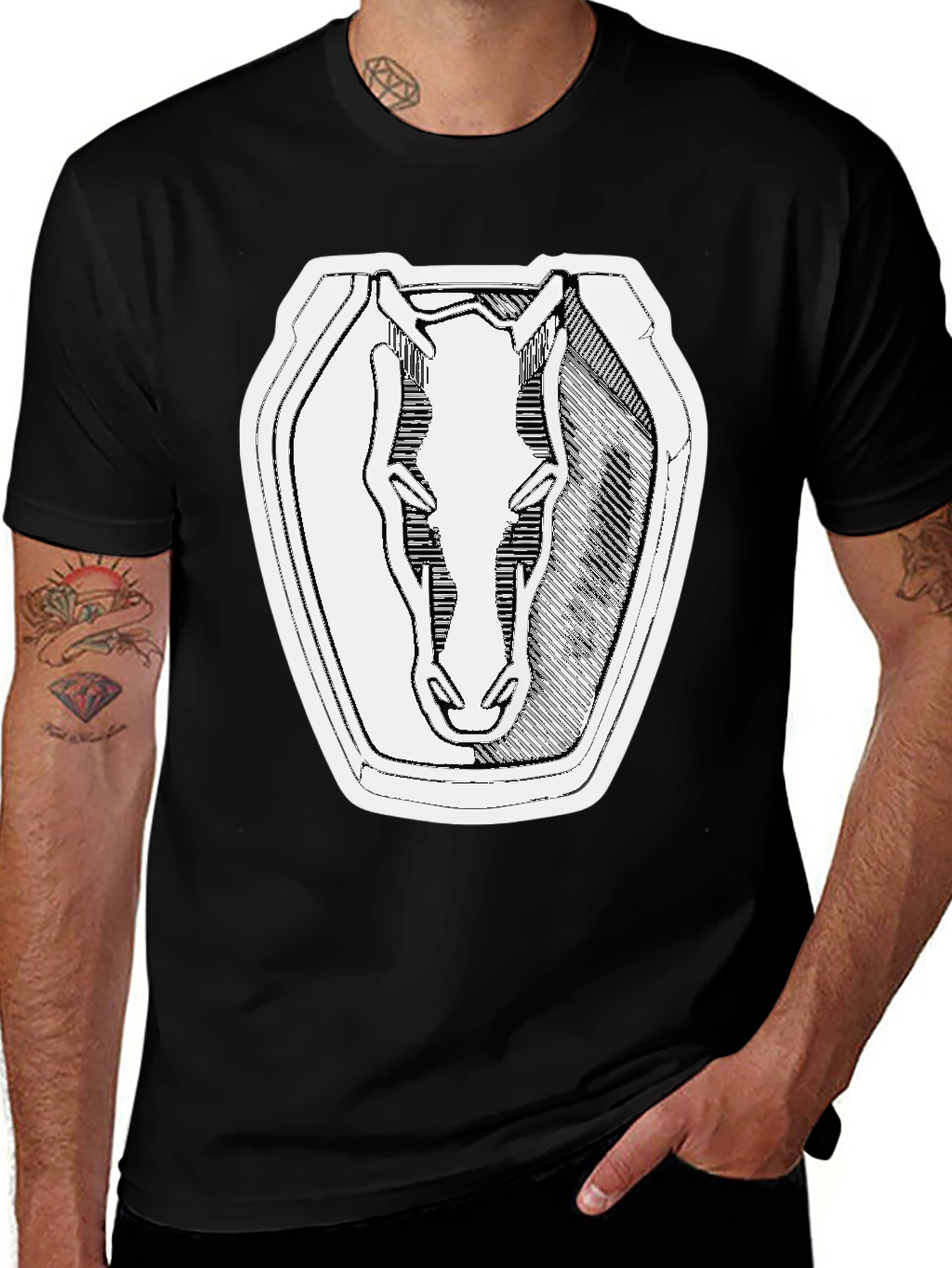 Variant 30 of Black T-Shirt with Horse Emblem