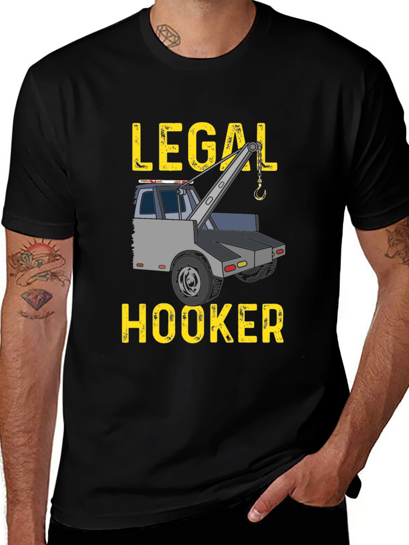 Variant 8 of Legal Hooker Tow Truck Graphic Tee - Novelty Humor T-Shirt