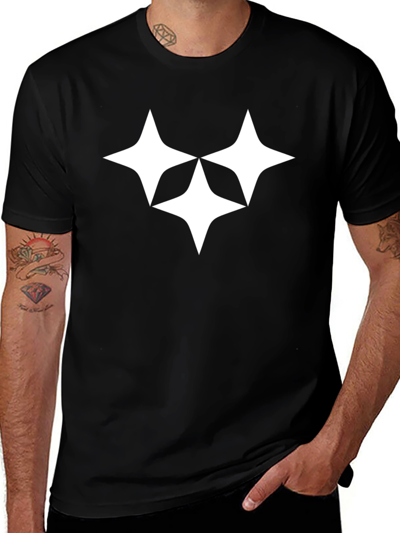Variant 6 of Stylish Black Tee with Four-Point Star Design