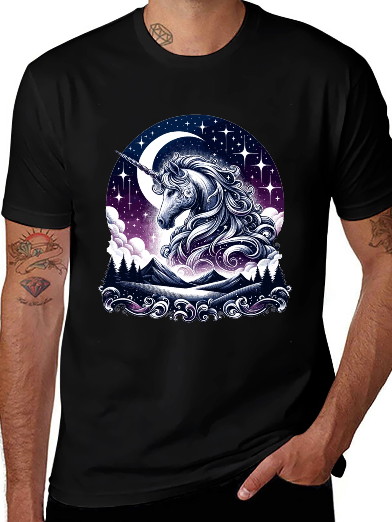 Variant 8 of Unicorn Nightscape Graphic Tee