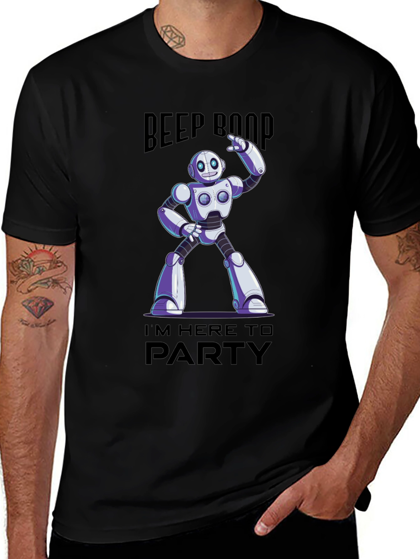 Variant 20 of Robot Party T-Shirt - Beep Boop I'm Here to Party!