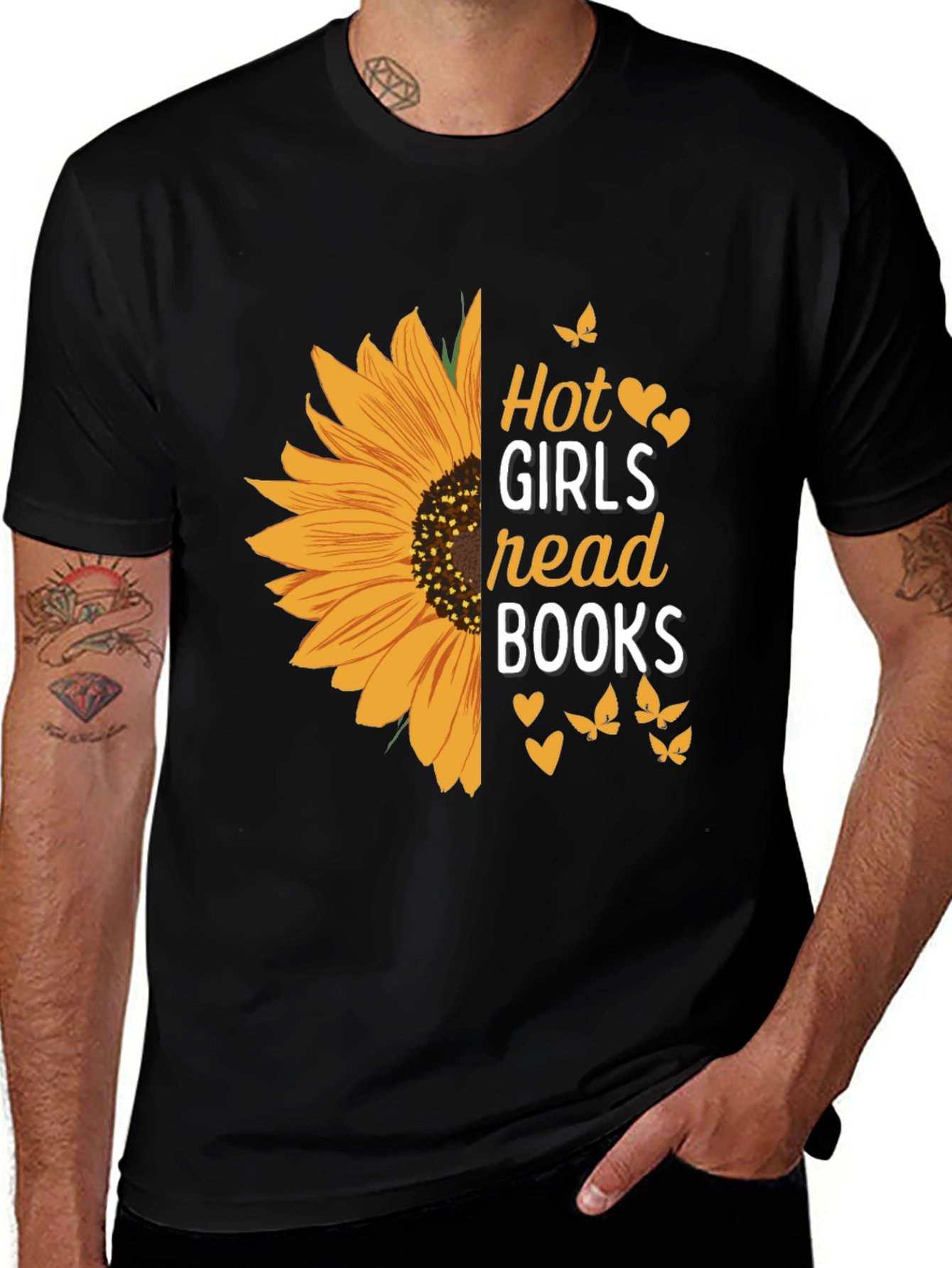 Variant 19 of Hot Girls Read Books Sunflower Graphic Tee