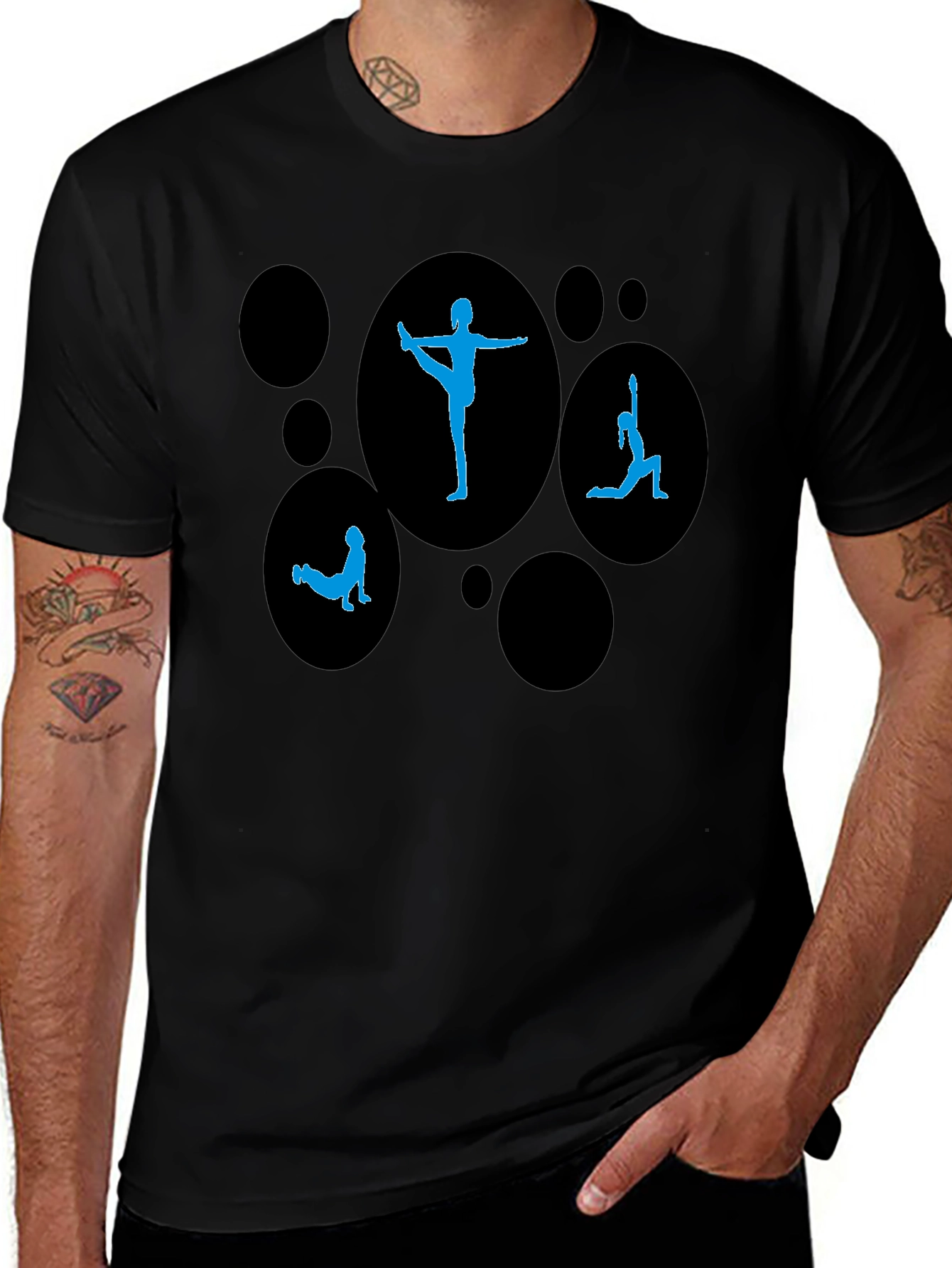 Variant 26 of Yoga Pose Graphic Print Black T-Shirt