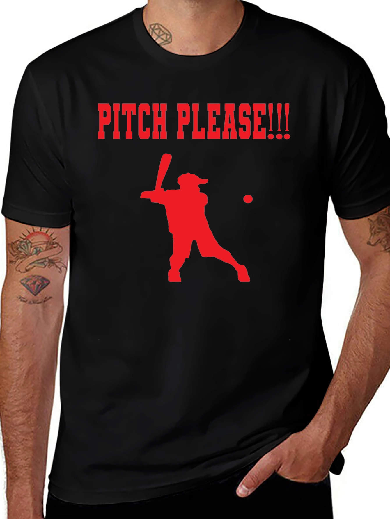 Variant 15 of Pitch Please Baseball Graphic Tee - Black