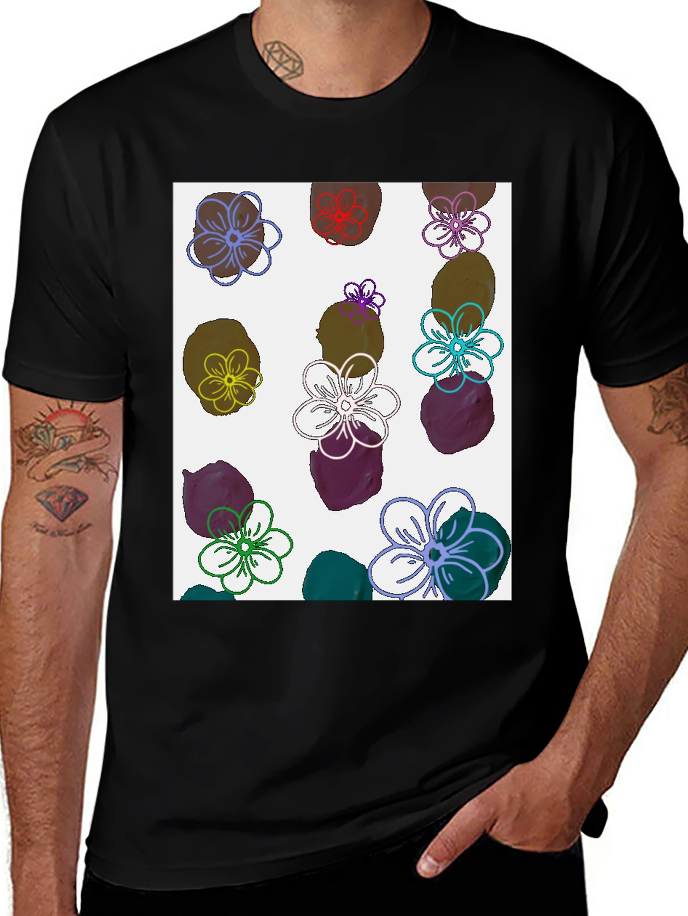 Variant 16 of Floral Print T-Shirt - Modern Artistic Design