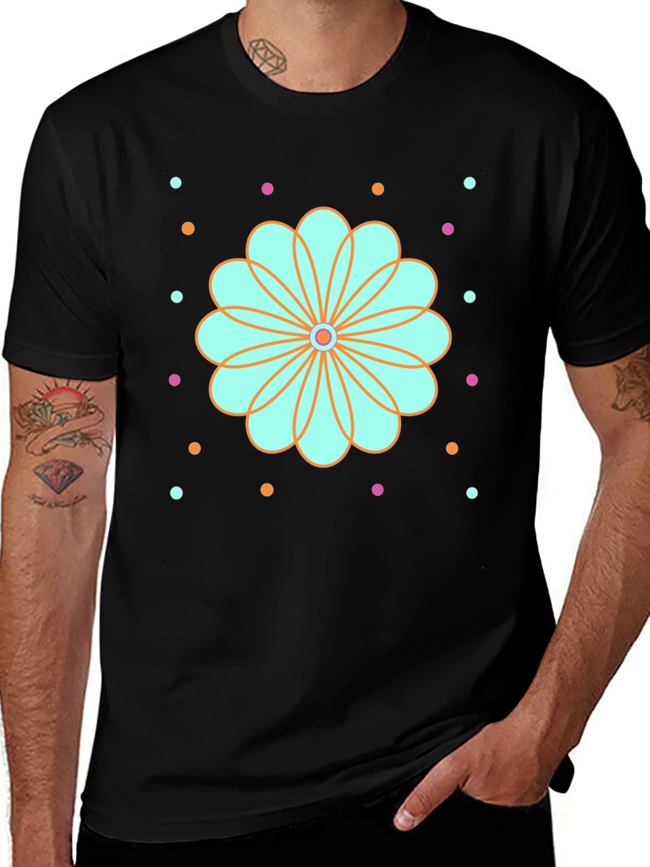 Variant 22 of Floral Pattern Black T-Shirt