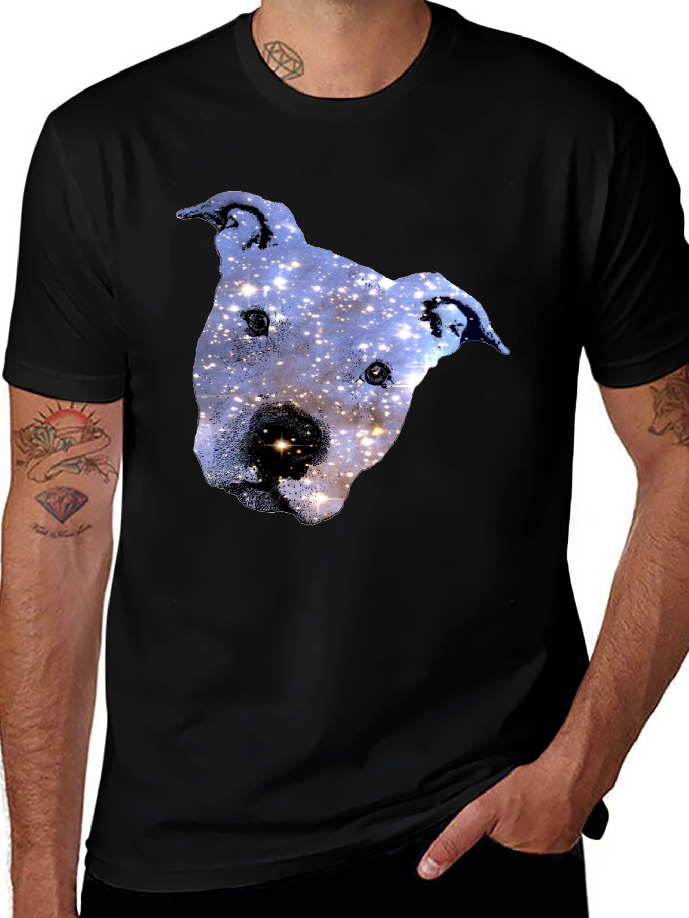 Variant 7 of Galaxy Pitbull Head Black T-Shirt