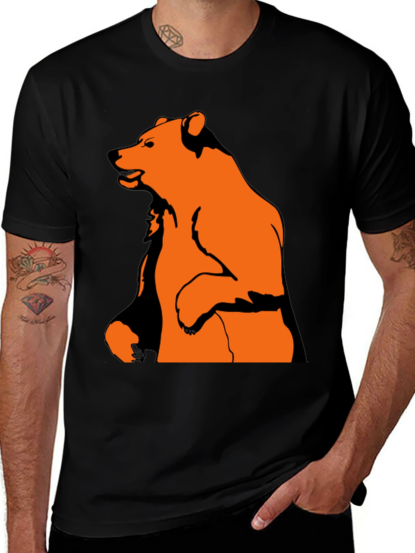 Variant 29 of Bear Graphic Tee - Black Cotton Blend