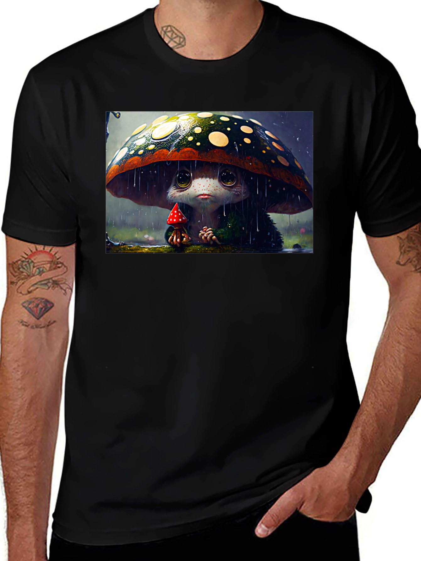 Variant 24 of Mushroom Creature T-Shirt - Black