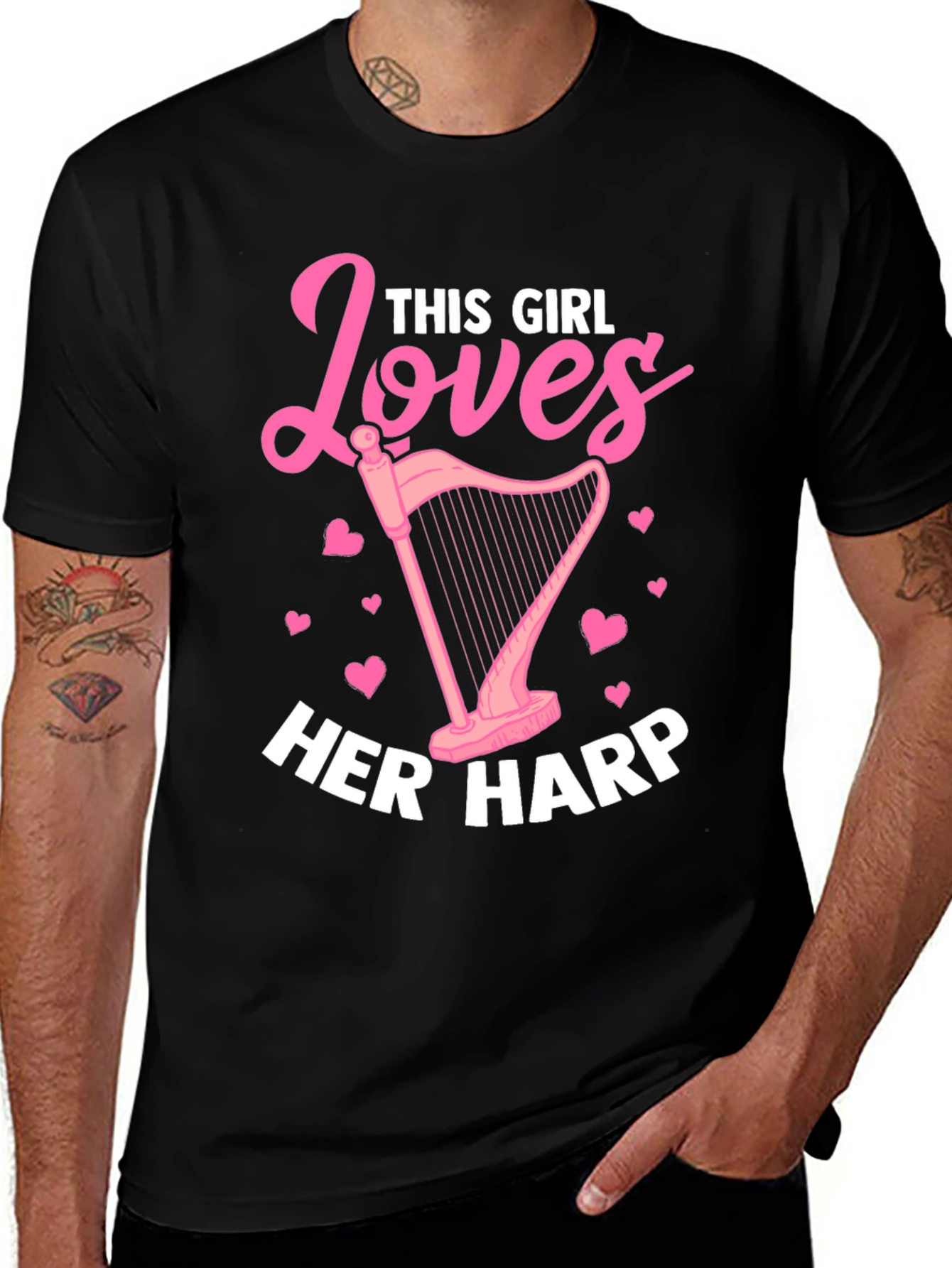 Variant 9 of This Girl Loves Her Harp T-Shirt - Pink Design