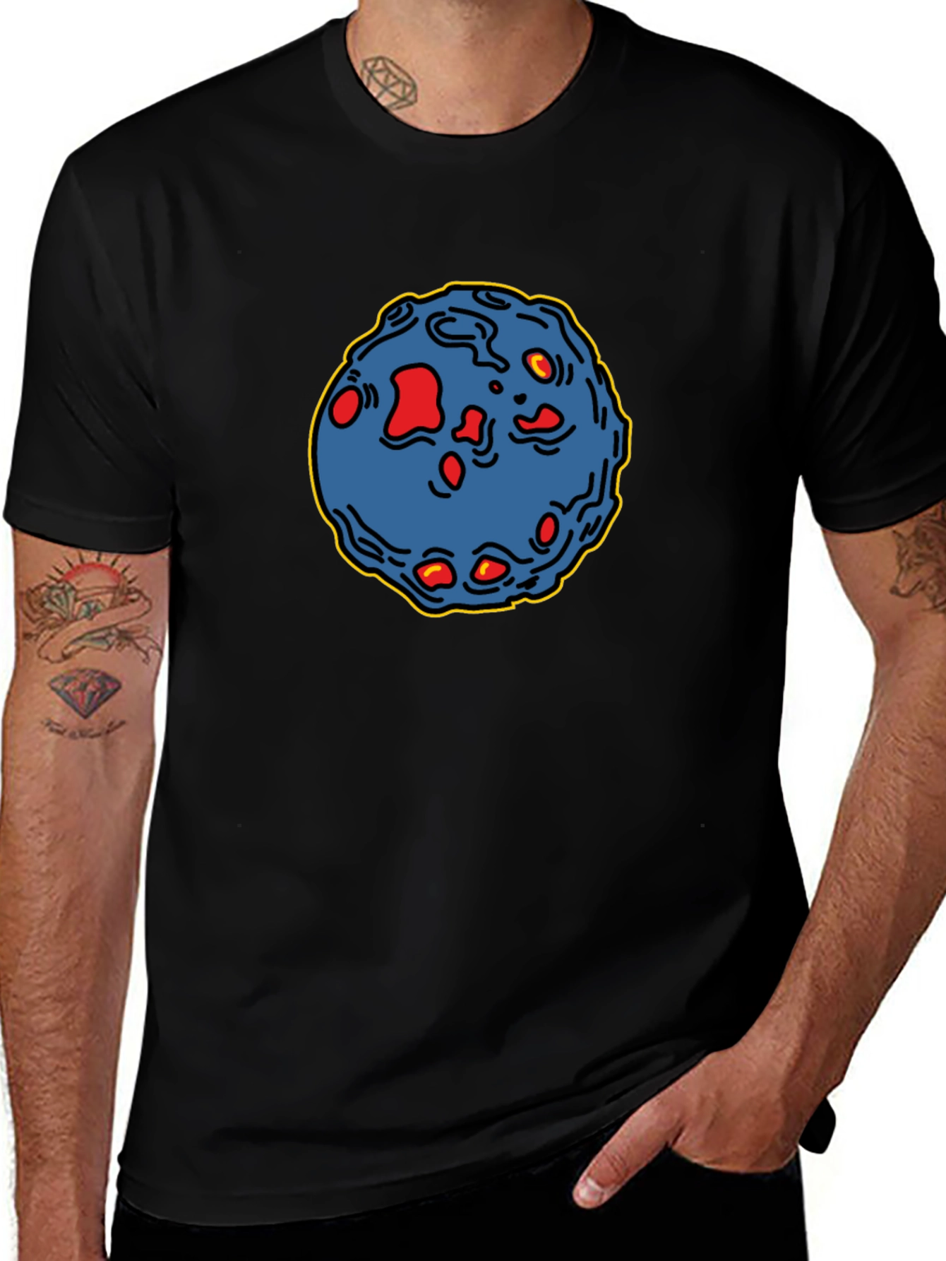 Variant 19 of Cool Asteroid Graphic Tee - Soft Black Cotton Blend Shirt