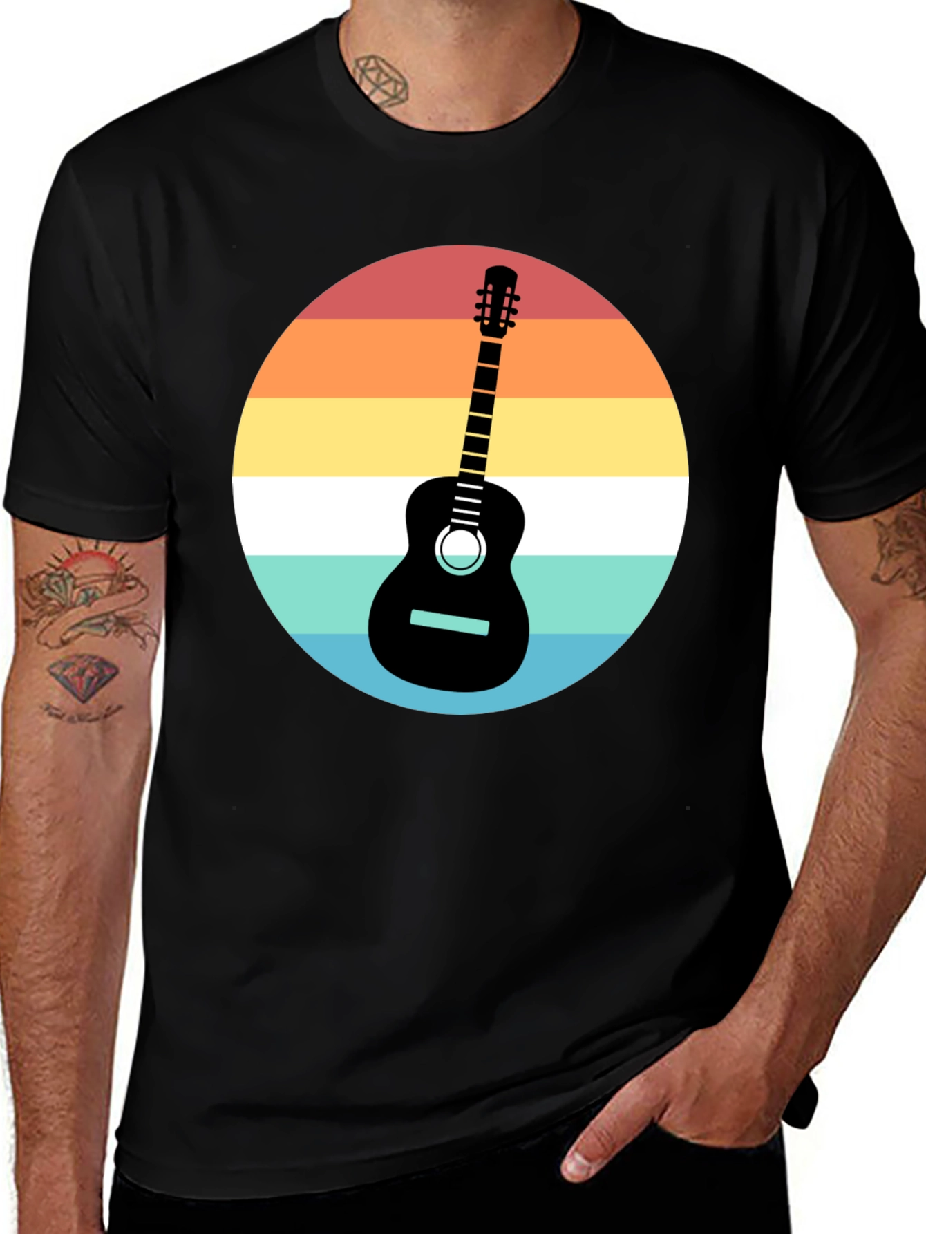 Variant 3 of Retro Guitar Sunset Graphic Tee