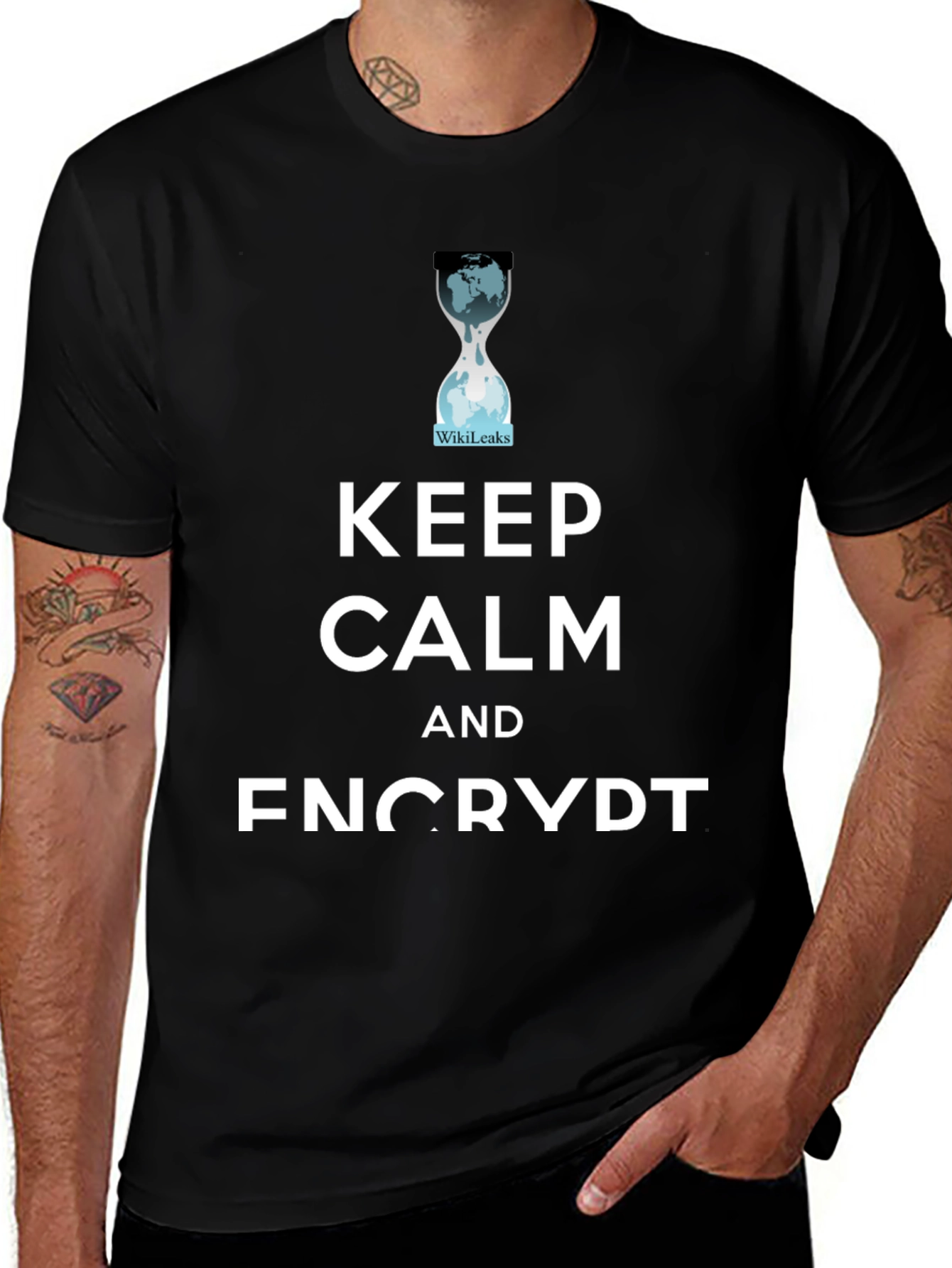 Variant 13 of Keep Calm and Encrypt T-Shirt WikiLeaks Hourglass Tee