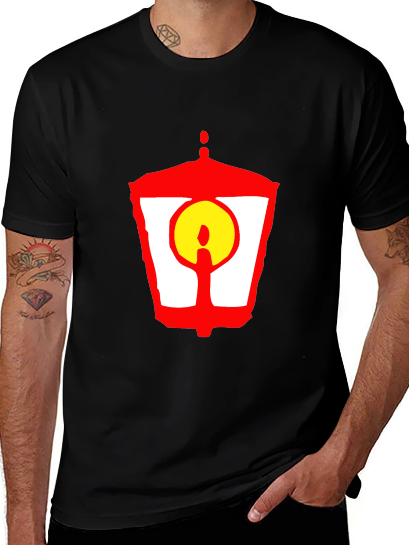 Variant 26 of Lantern Graphic T-Shirt - Unique Red and Yellow Design