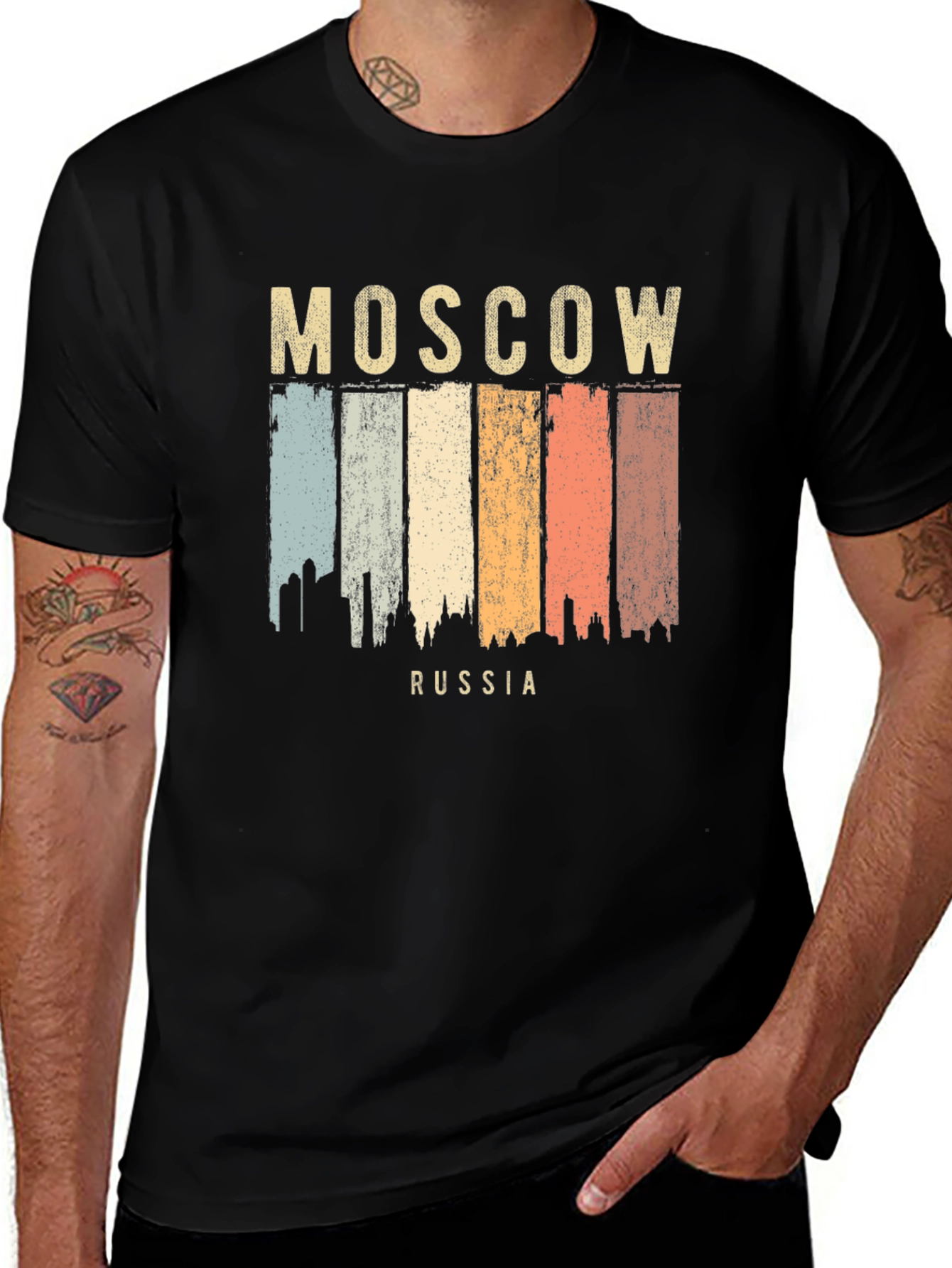 Moscow Russia Retro Cityscape T-Shirt