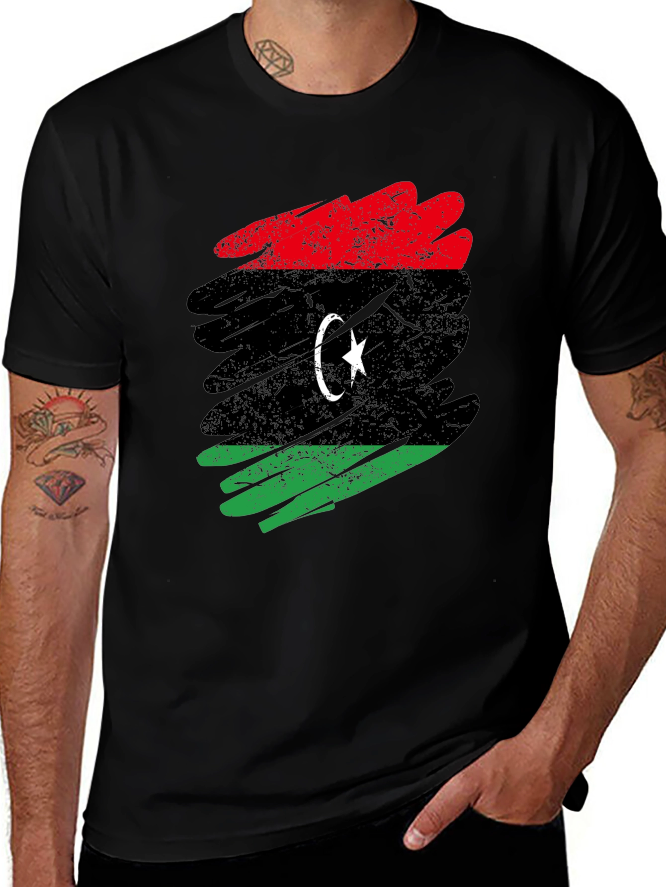 Libya Flag Brush Stroke T-Shirt