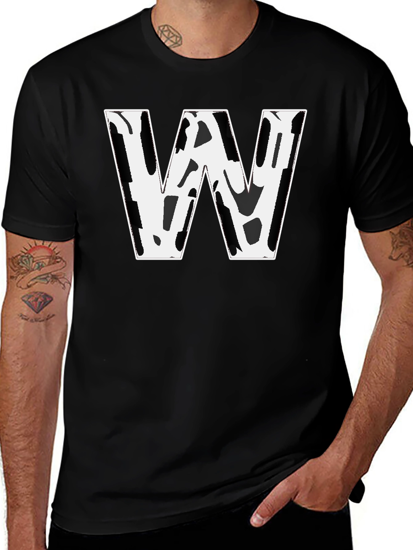 Variant 3 of Cow Print "W" Black T-Shirt
