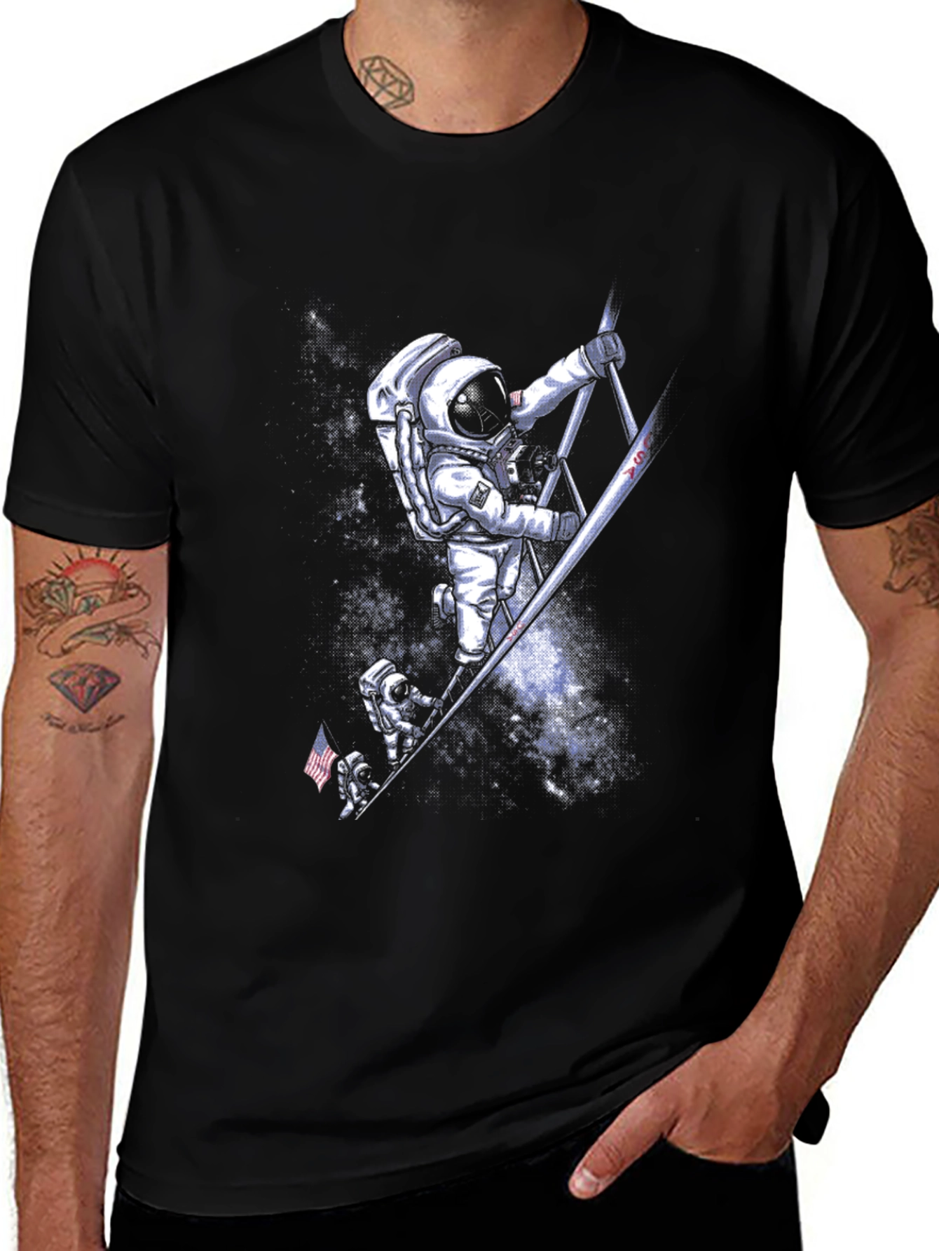 Variant 21 of Astronauts Climbing T-Shirt - Space Adventure Tee