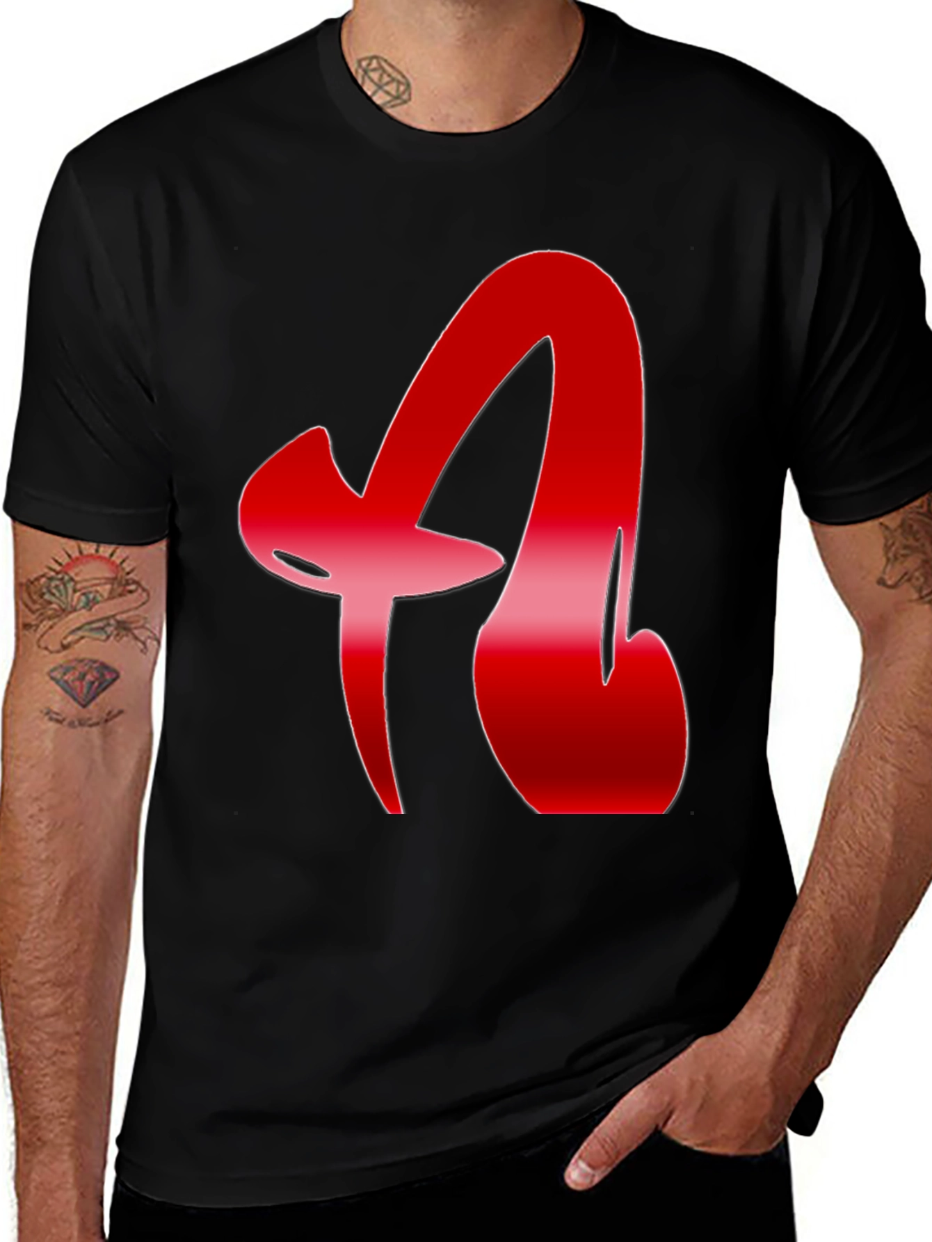 Red Letter Graphic Black T-Shirt