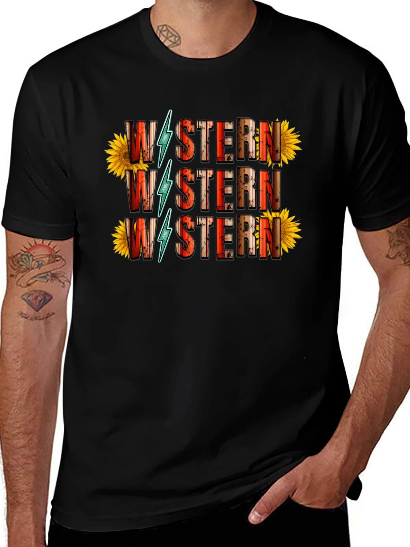 Variant 7 of Western Sunflower Graphic Tee - Black