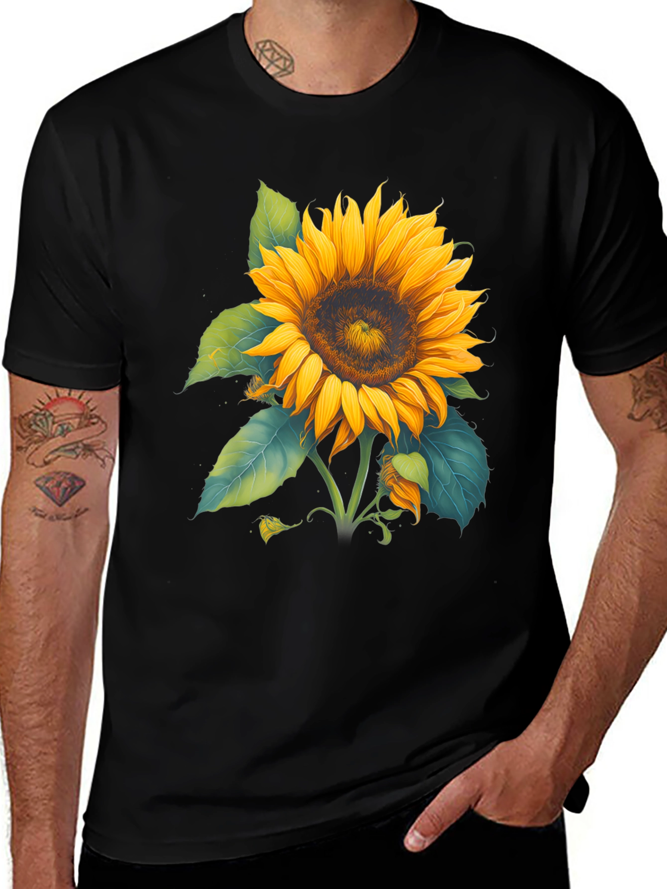 Variant 16 of Sunflower Graphic Black T-Shirt