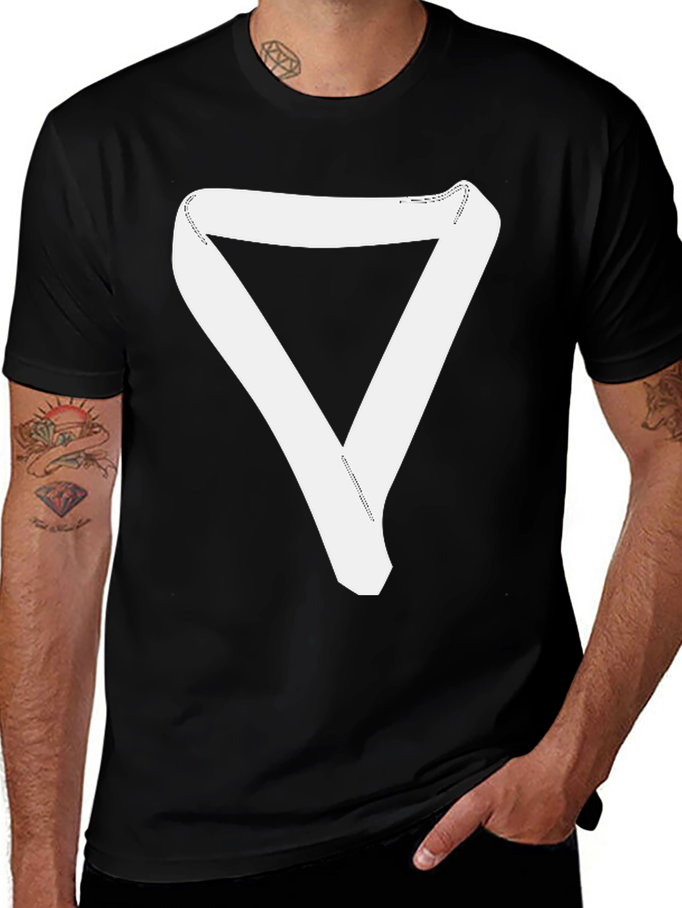 Variant 17 of Minimalist Triangle Ribbon Graphic T-Shirt - Unisex